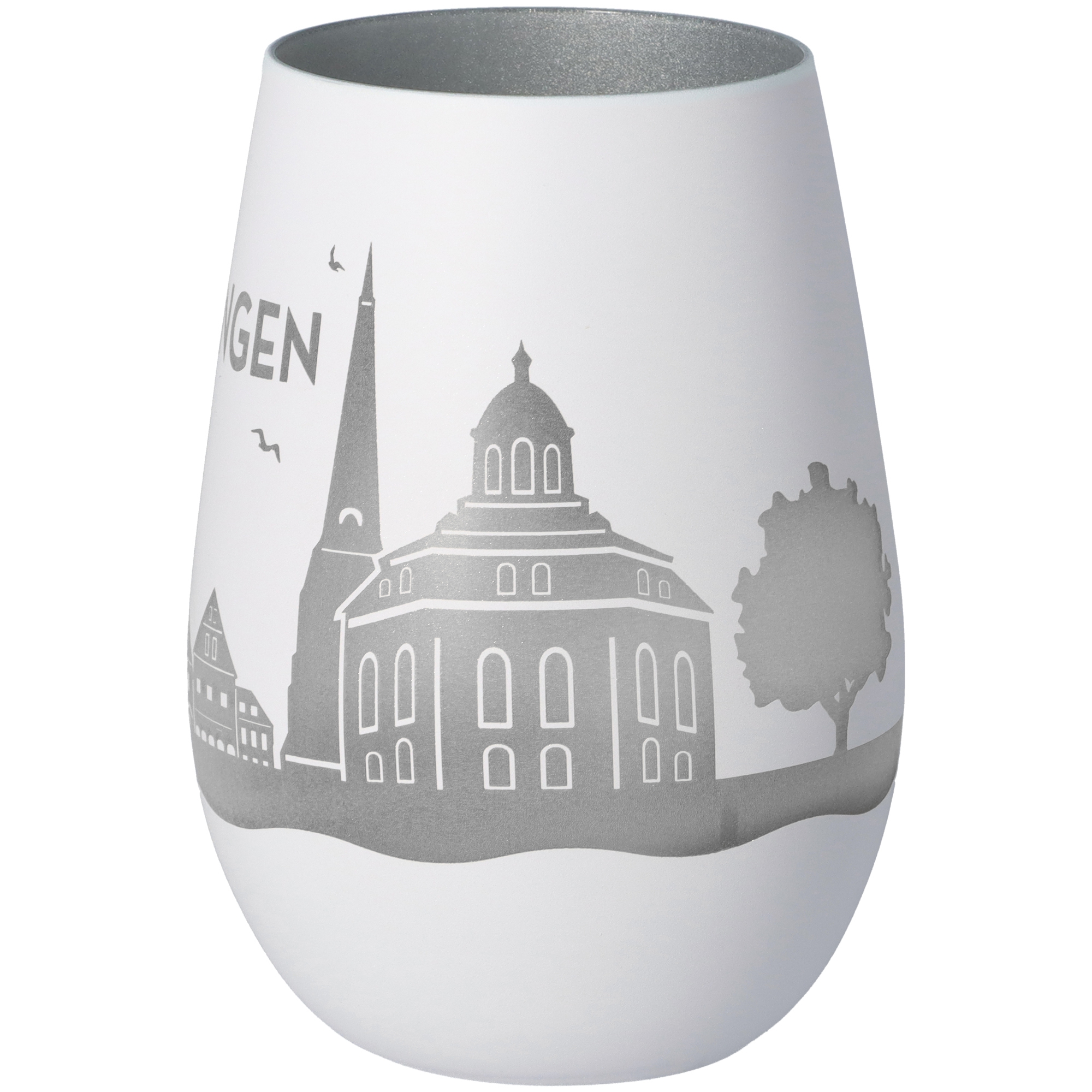 Windlicht Skyline Rellingen Weiß/Silber Windlicht Skyline Rellingen Weiß/Silber