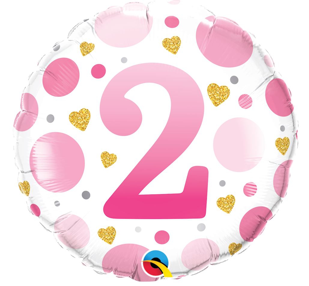 Folienballon Punkte "2" Rosa 45cm Folienballon Punkte "2" Rosa 45cm