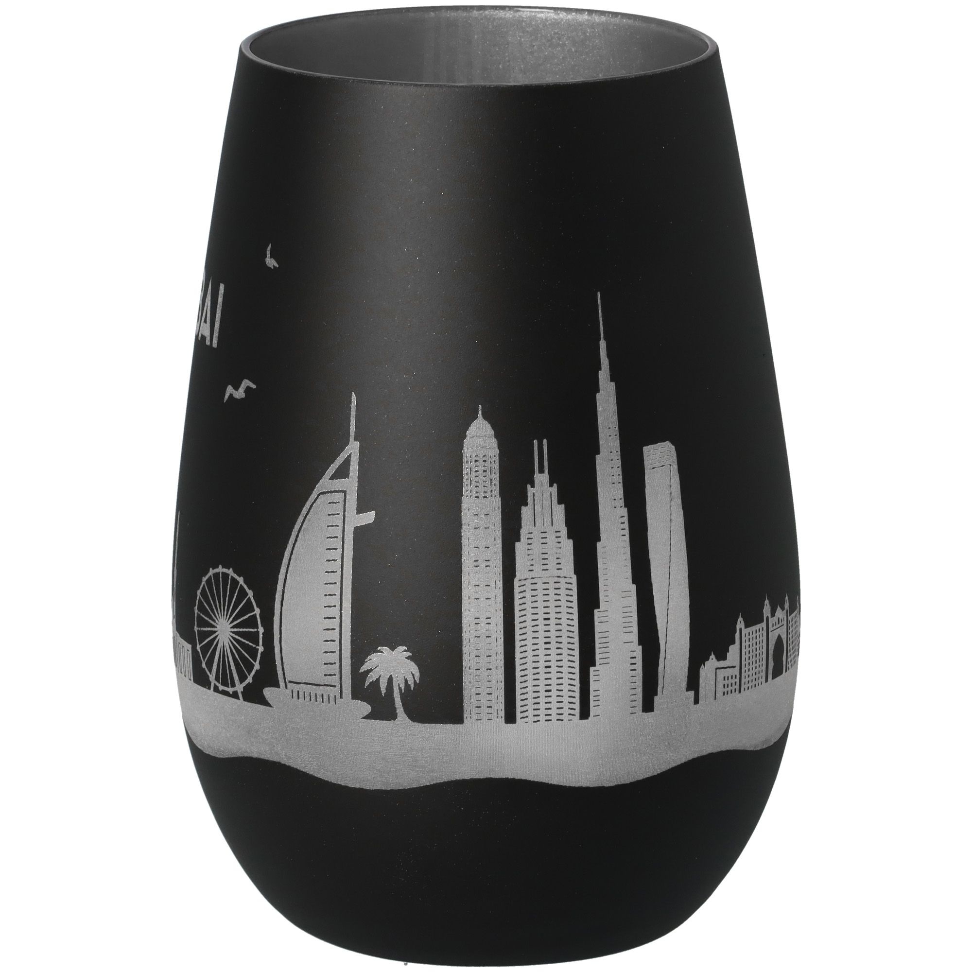 Windlicht Skyline Dubai Schwarz/Silber Töpferei, Krug, Lampe
