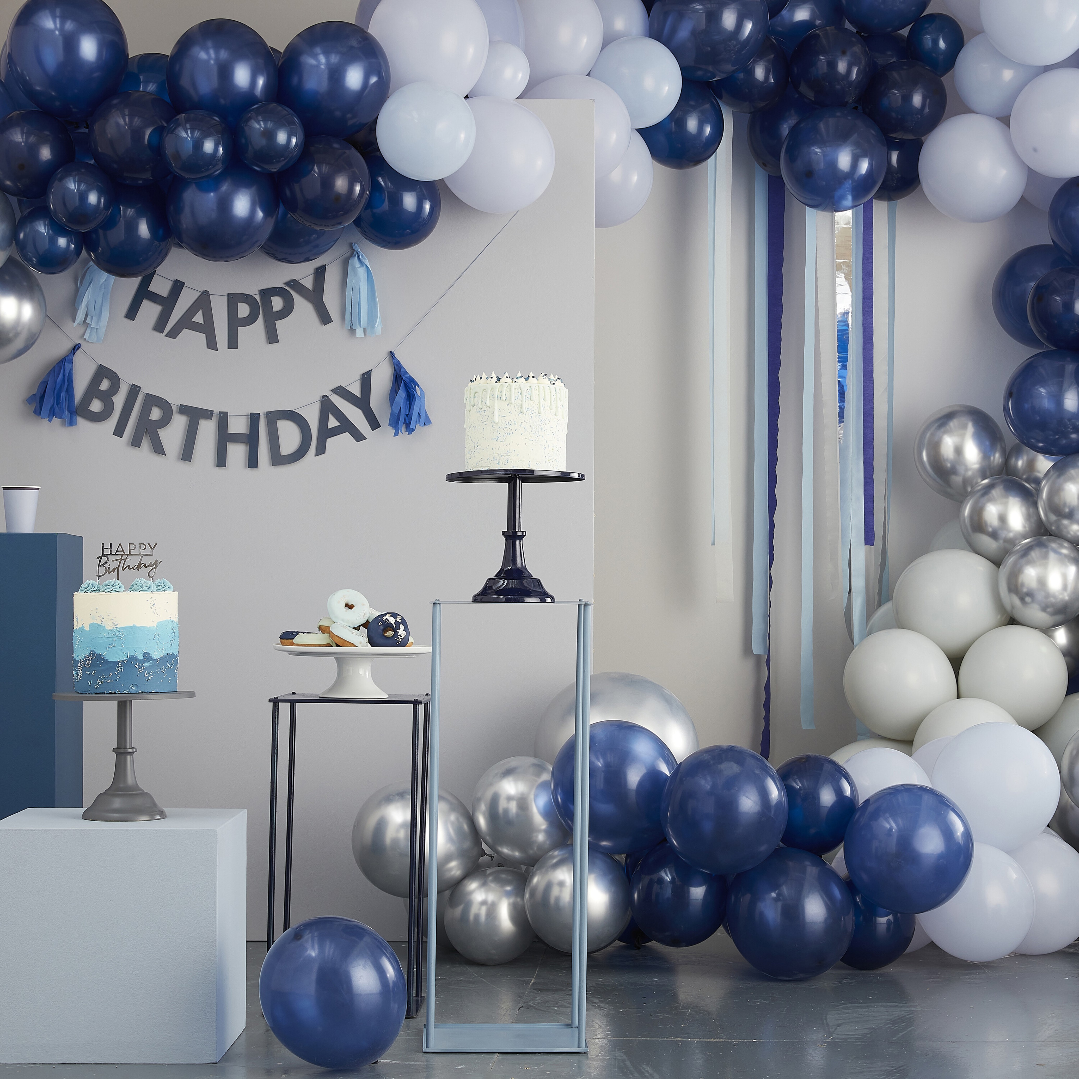 8 Pappteller "Happy Birthday", Blau 100% umweltfreundlich