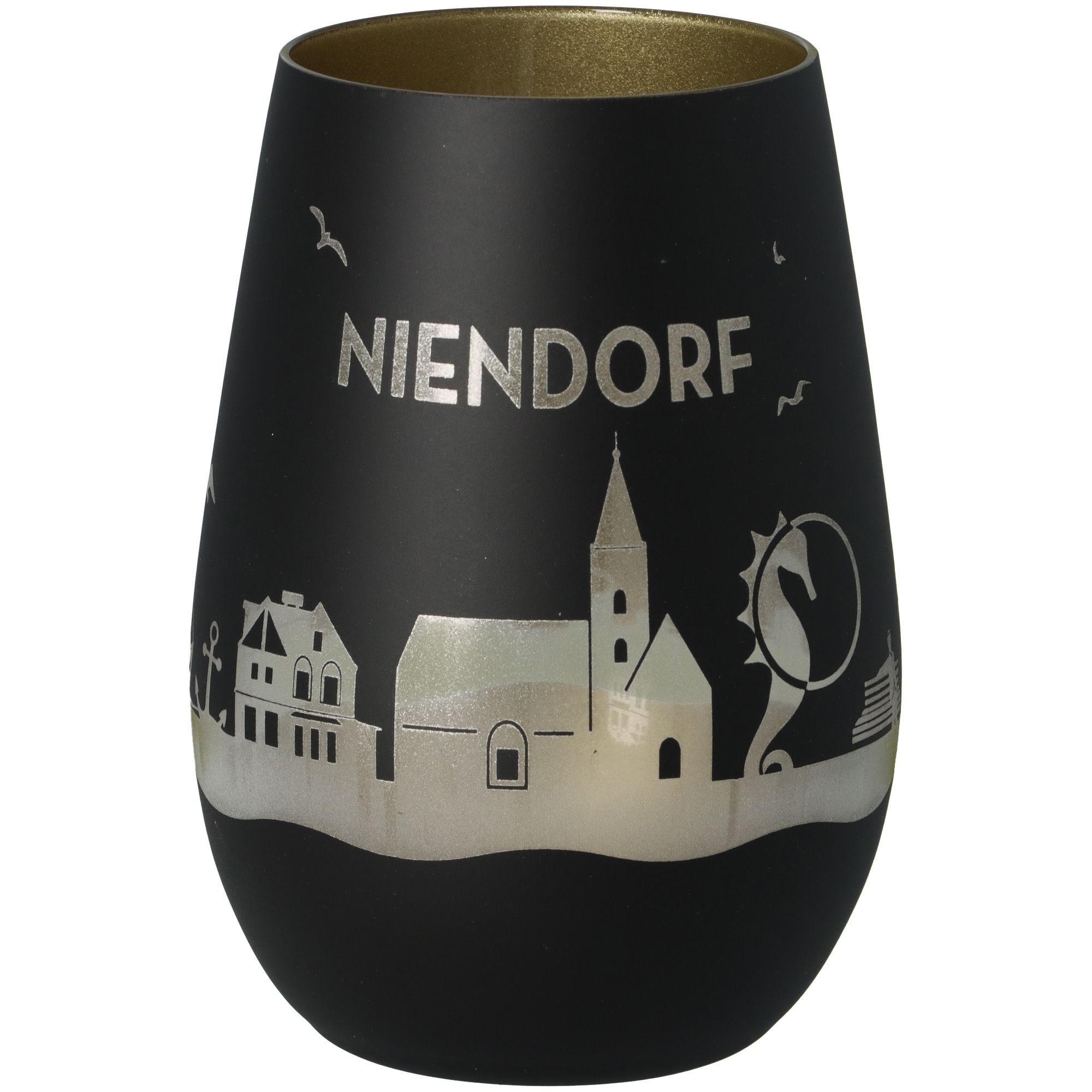 Windlicht Skyline Niendorf Schwarz/Gold