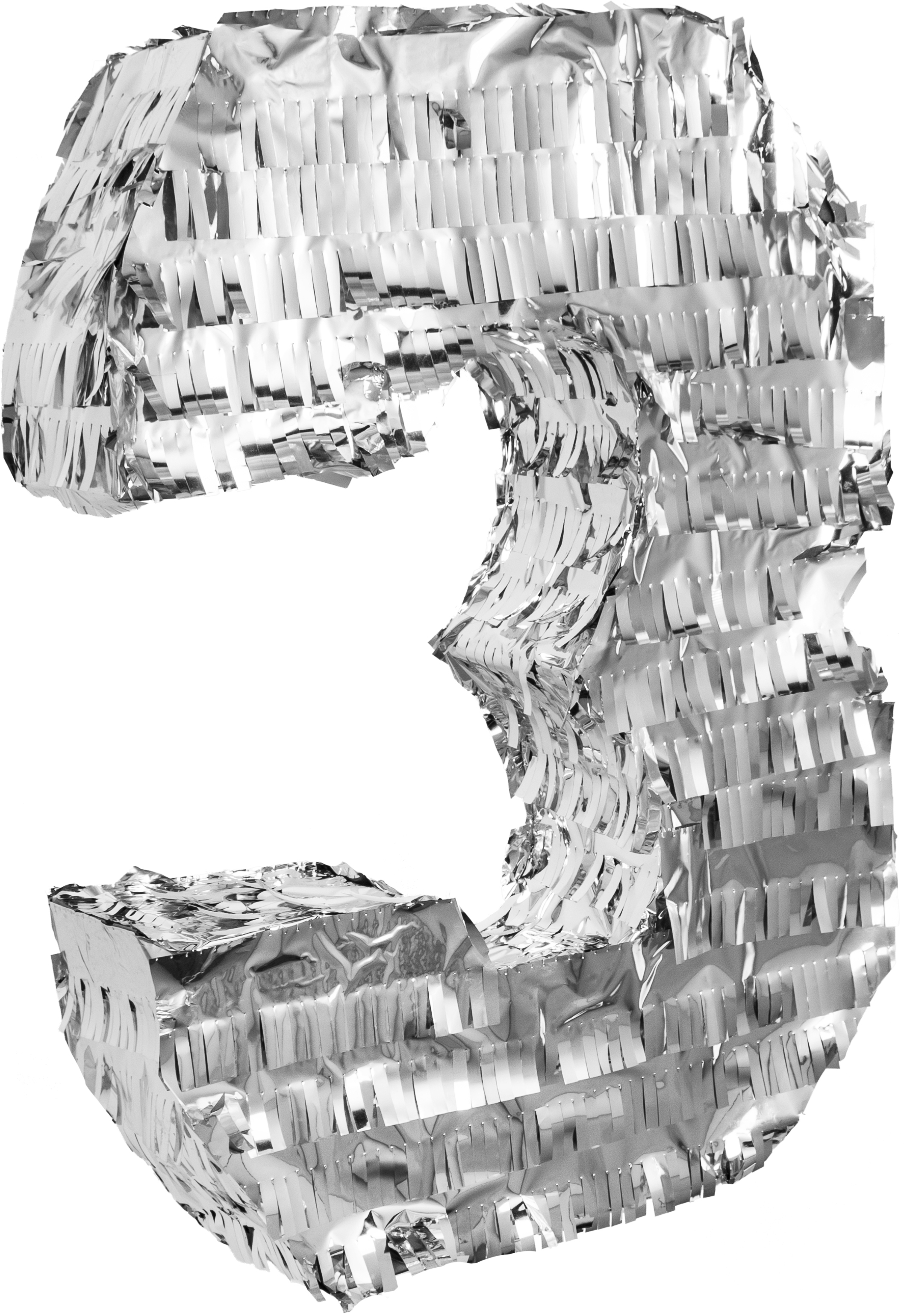 Pinata Zahl "3", Silber Pinata Zahl "3", Silber