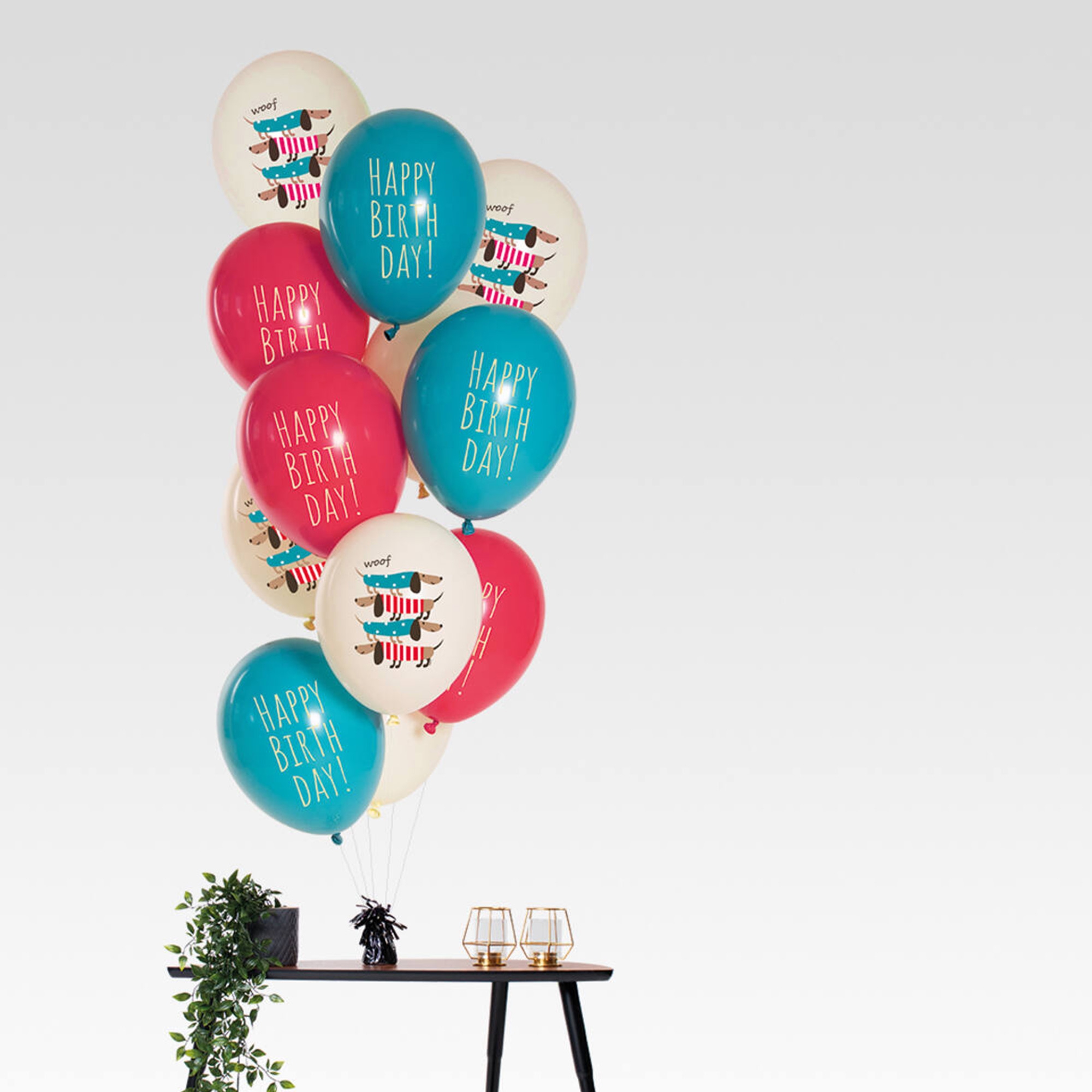 12 Latexballons im Set "Birthday Dog" Ø 33cm Ballon