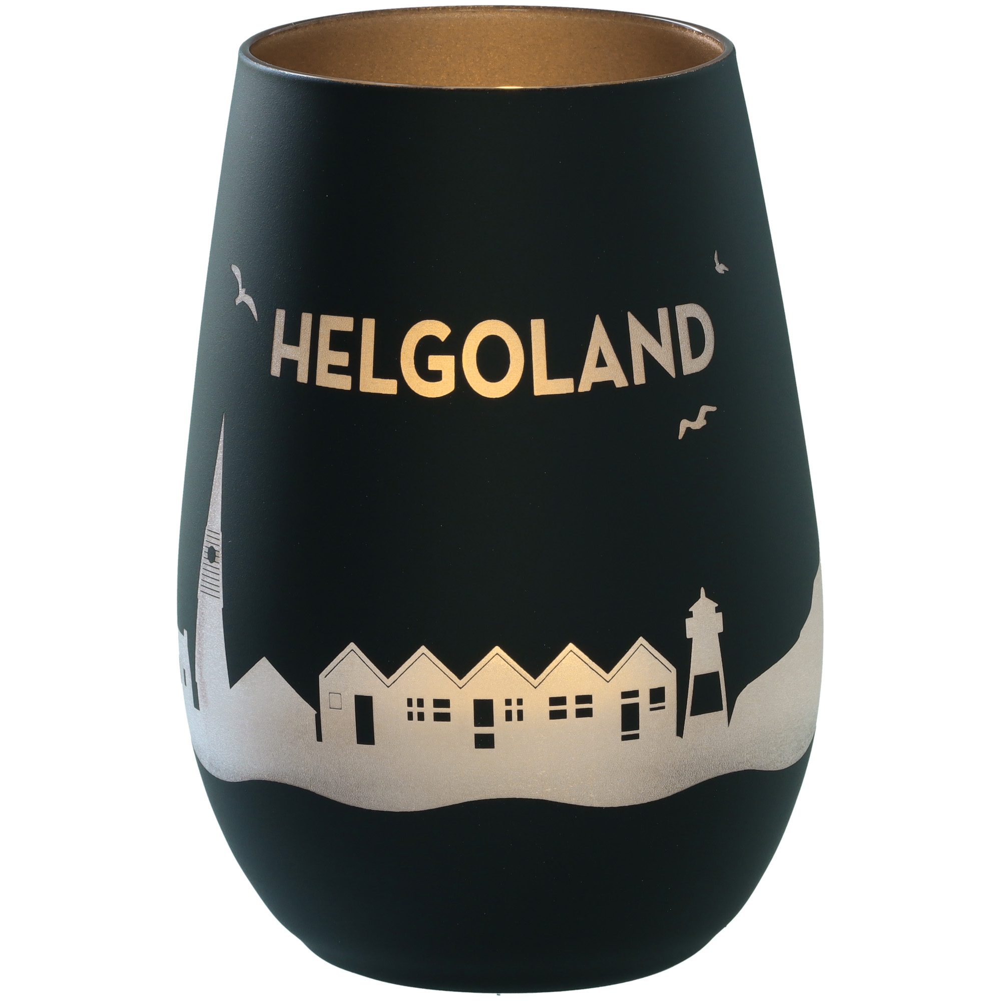 Windlicht Skyline Helgoland Schwarz/Silber Krug, Töpferei, Vase