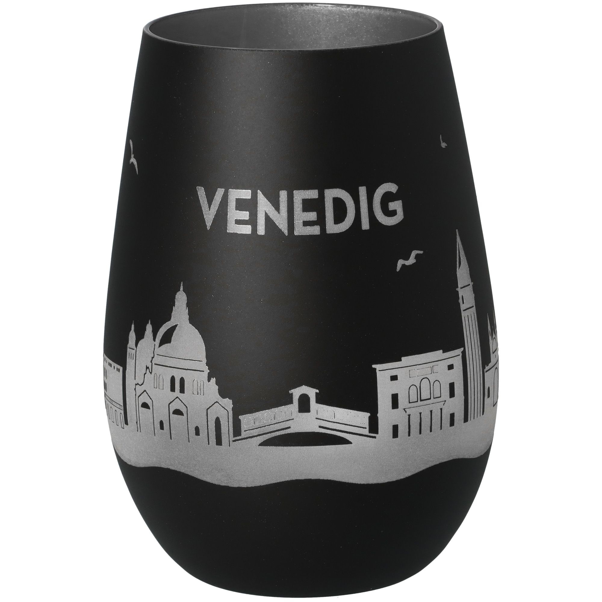 Windlicht Skyline Venedig Schwarz/Silber Krug, Töpferei, Vase, Glas