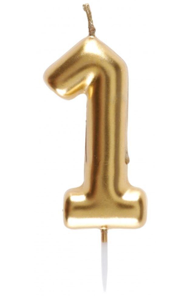 Zahlenkerze "1", Gold Zahlenkerze "1", Gold