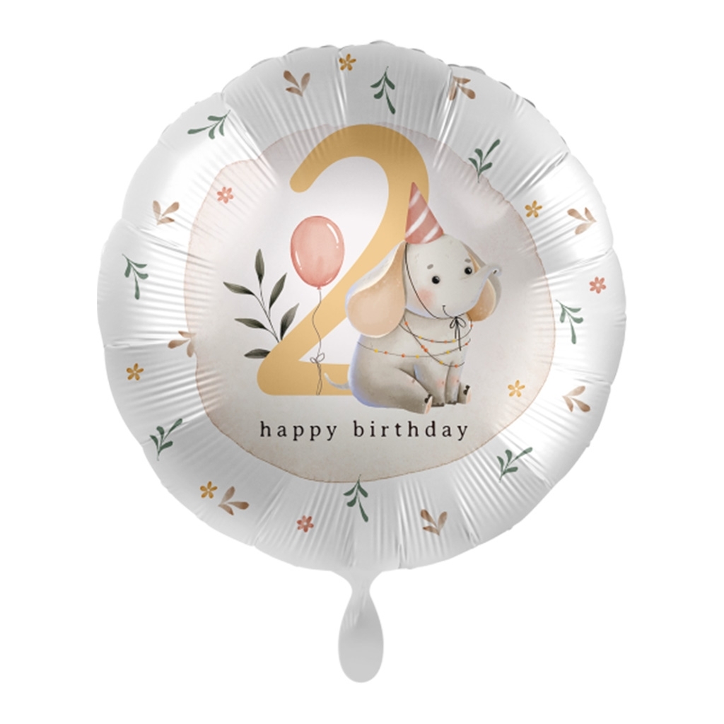 Folienballon "Zahl 2 Elefant" 45cm