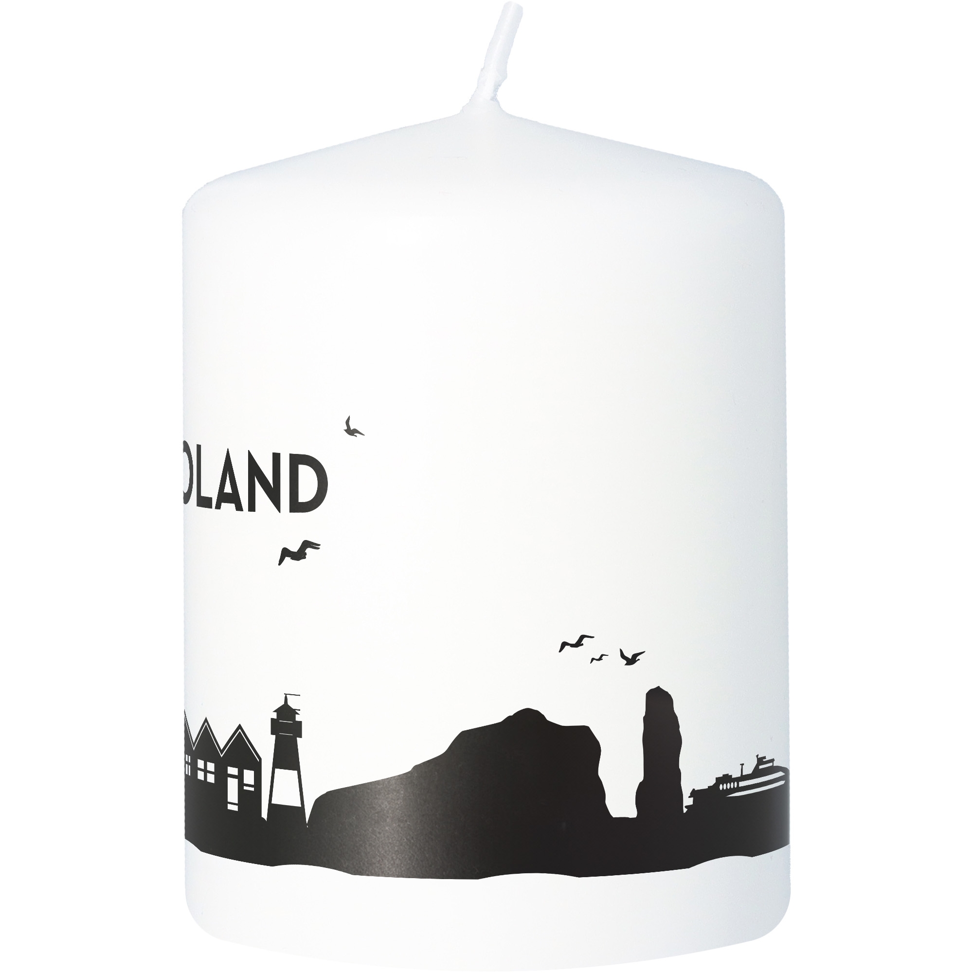 Stumpenkerze Skyline Helgoland Weiß Stumpenkerze Skyline Helgoland Weiß