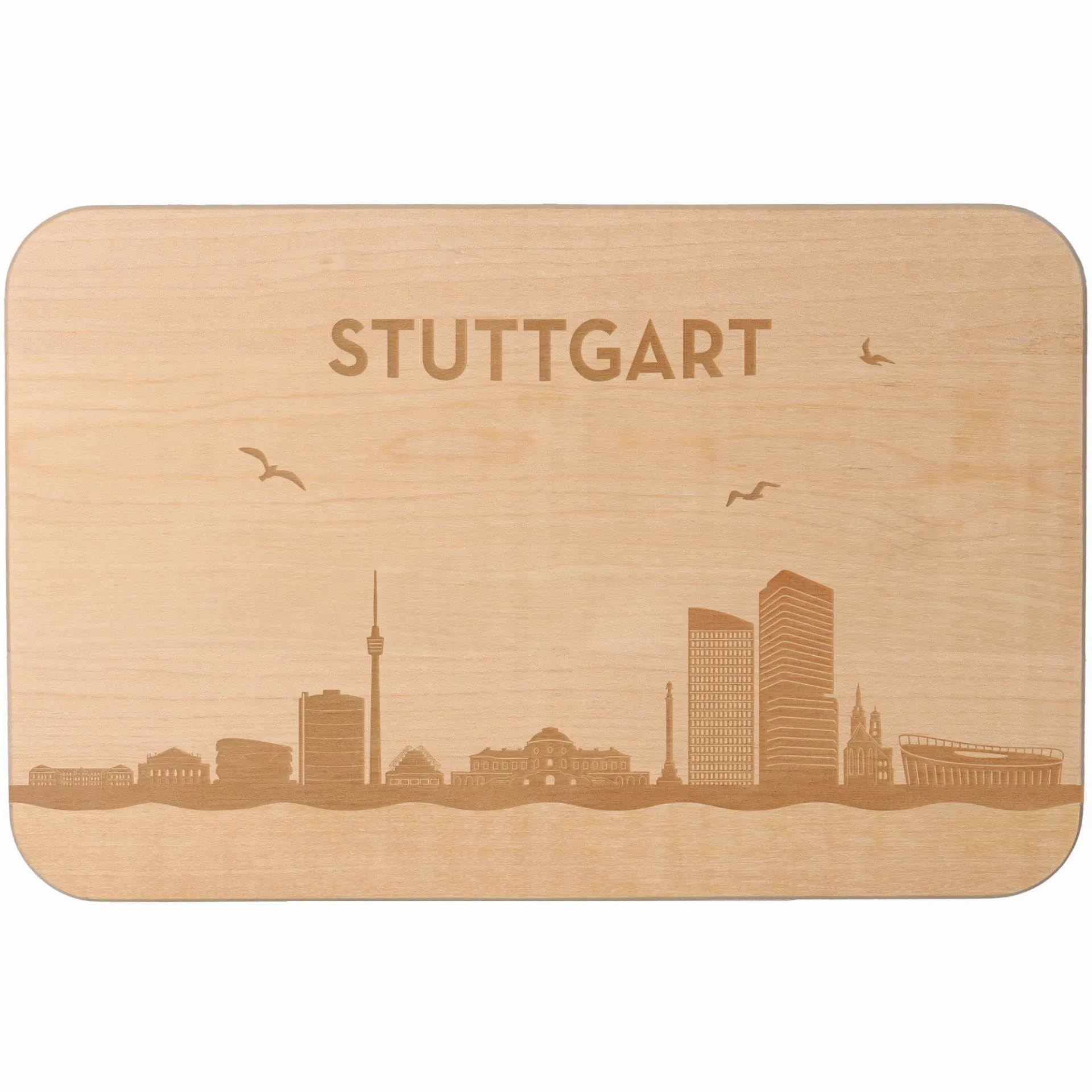 Frühstücksbrett Skyline Stuttgart 23cm x 15cm x 1cm