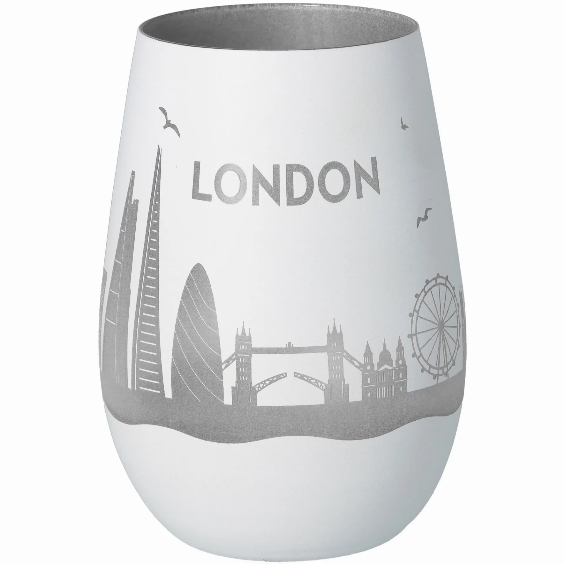 Windlicht Skyline London Weiß/Silber