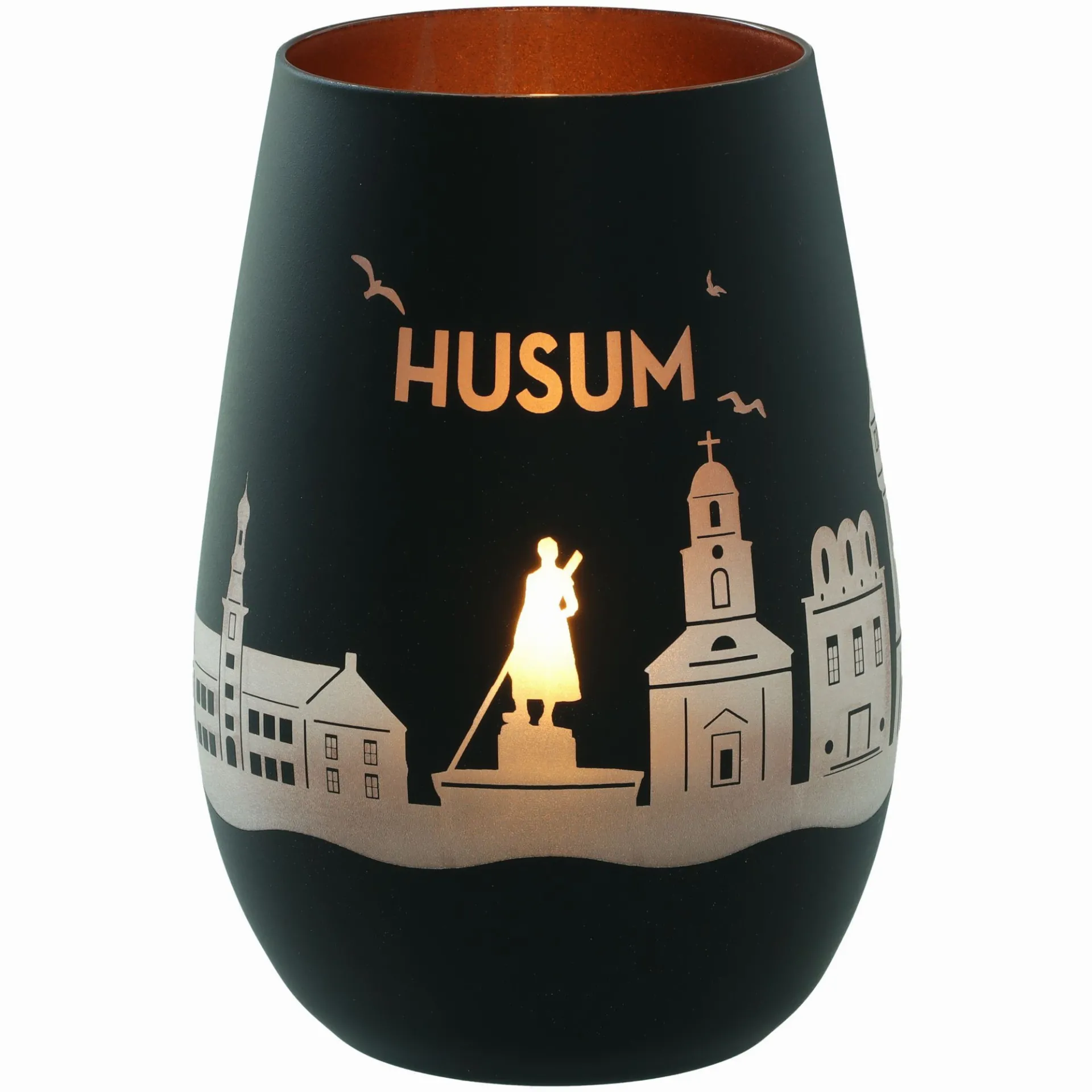 Windlicht Skyline Husum Schwarz/Bronze