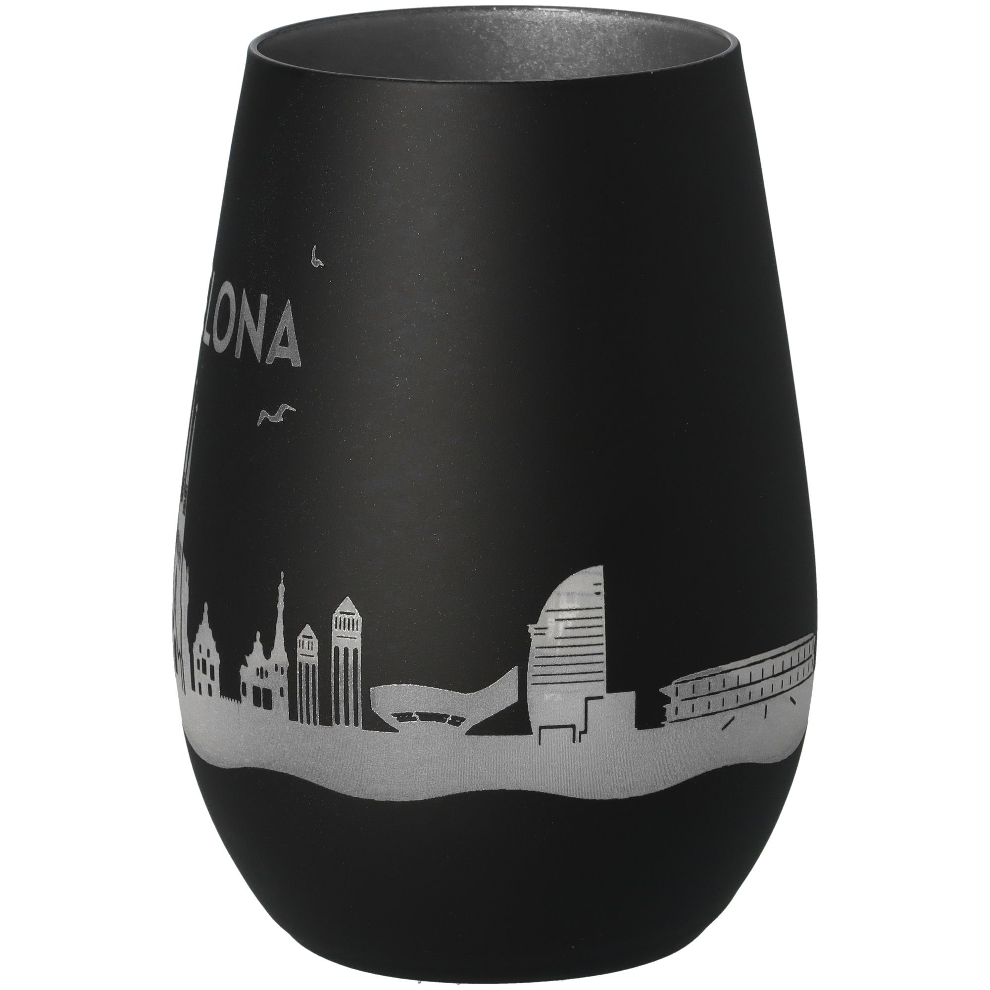 Windlicht Skyline Barcelona Schwarz/Silber