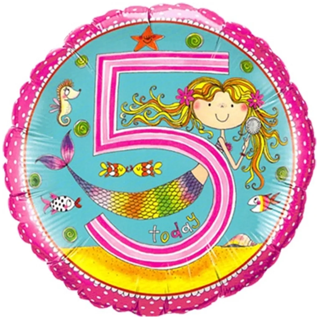 Ballon, Geburtstag, Meerjungfrau, Fünf, bunt