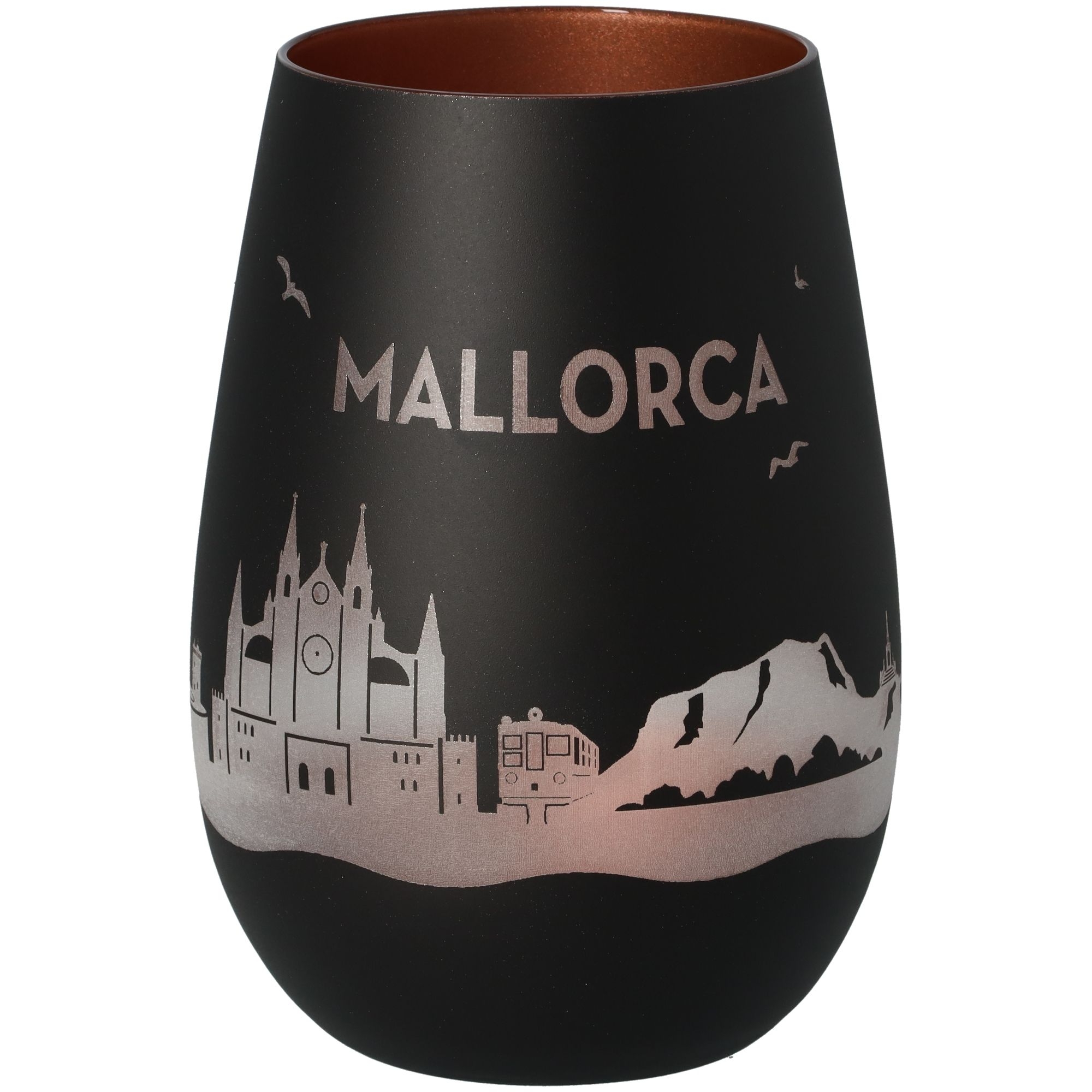 Windlicht Skyline Mallorca Schwarz/Bronze Krug, Töpferei, Vase, Tasse