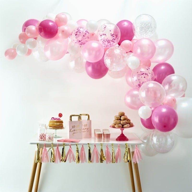 DIY Ballongirlande zum selberbauen -  Weiß, Rosa, Pink