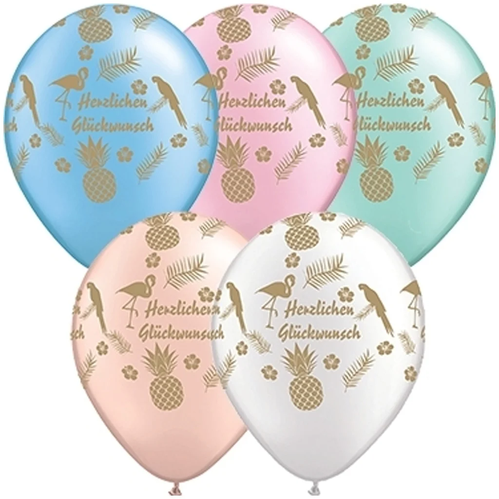 ballons, ballonset, partyballons, pineapple motif, glückwunsch