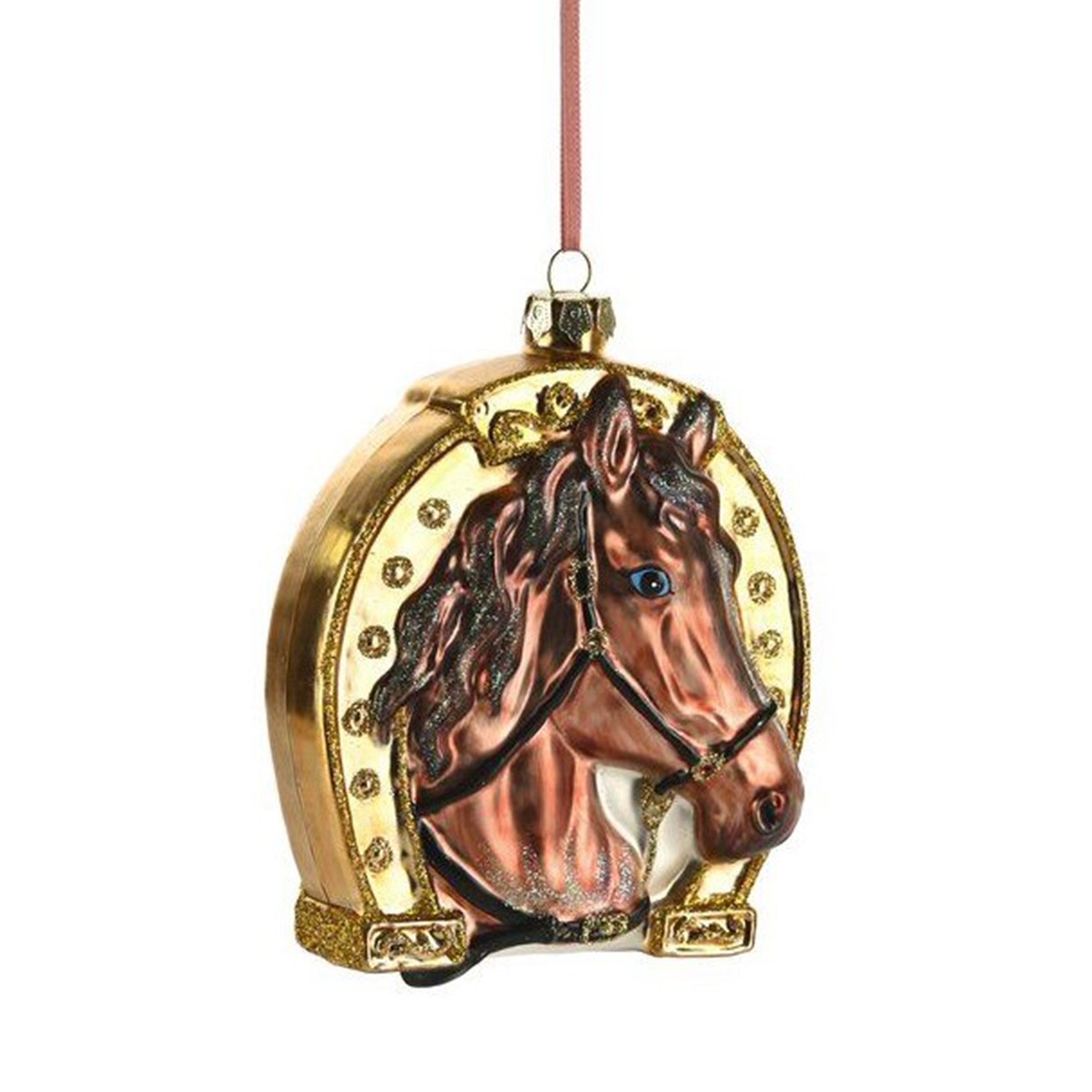 Weihnachtskugel "Hufeisen mit Pferdekopf" Zubehör, Anhänger