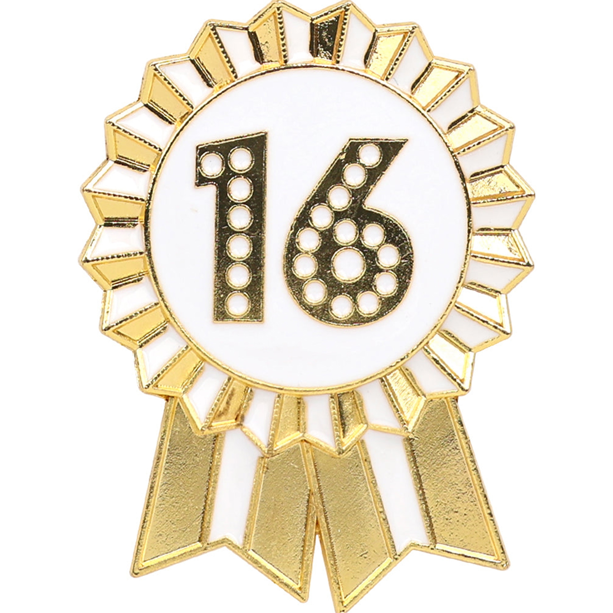 Brosche zum "16." Geburstag Abzeichen, Logo, Symbol, Gold