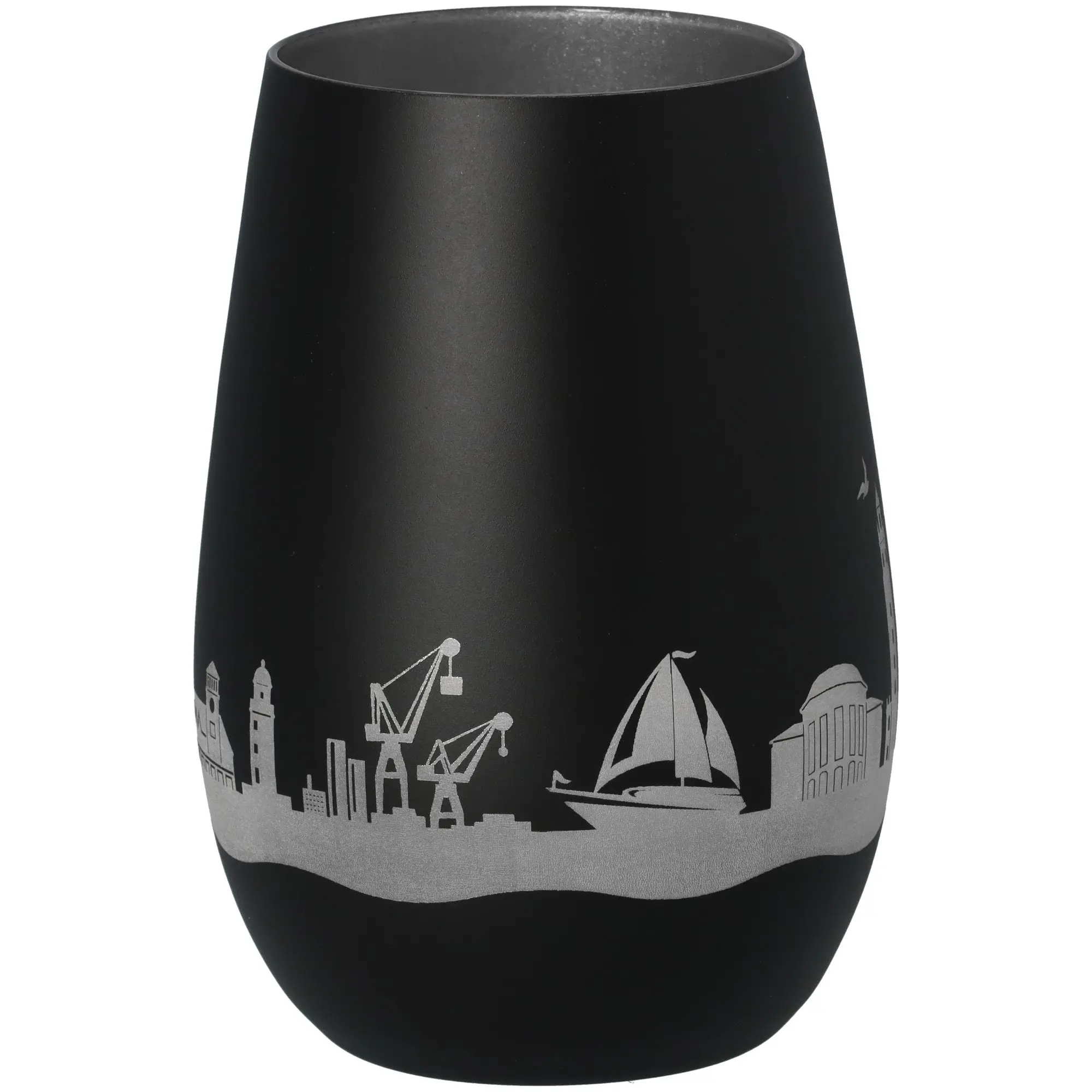 Windlicht Skyline Bremerhaven Schwarz/Silber