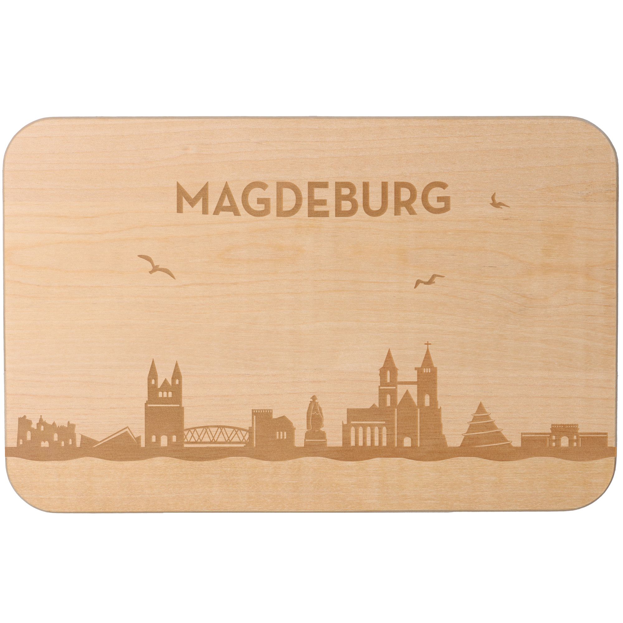 Frühstücksbrett Skyline Magdeburg 23cm x 15cm x 1cm Frühstücksbrett Skyline Magdeburg 23cm x 15cm x 1cm