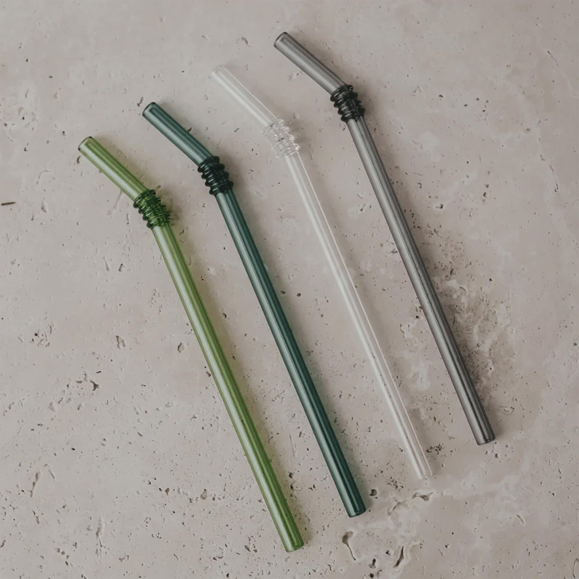 Eulenschnitt - Glasstrohhalme geknickt "Grün" mit Reinigungsbürste - 4er Set Eulenschnitt - Glasstrohhalme geknickt "Grün" mit Reinigungsbürste - 4er Set