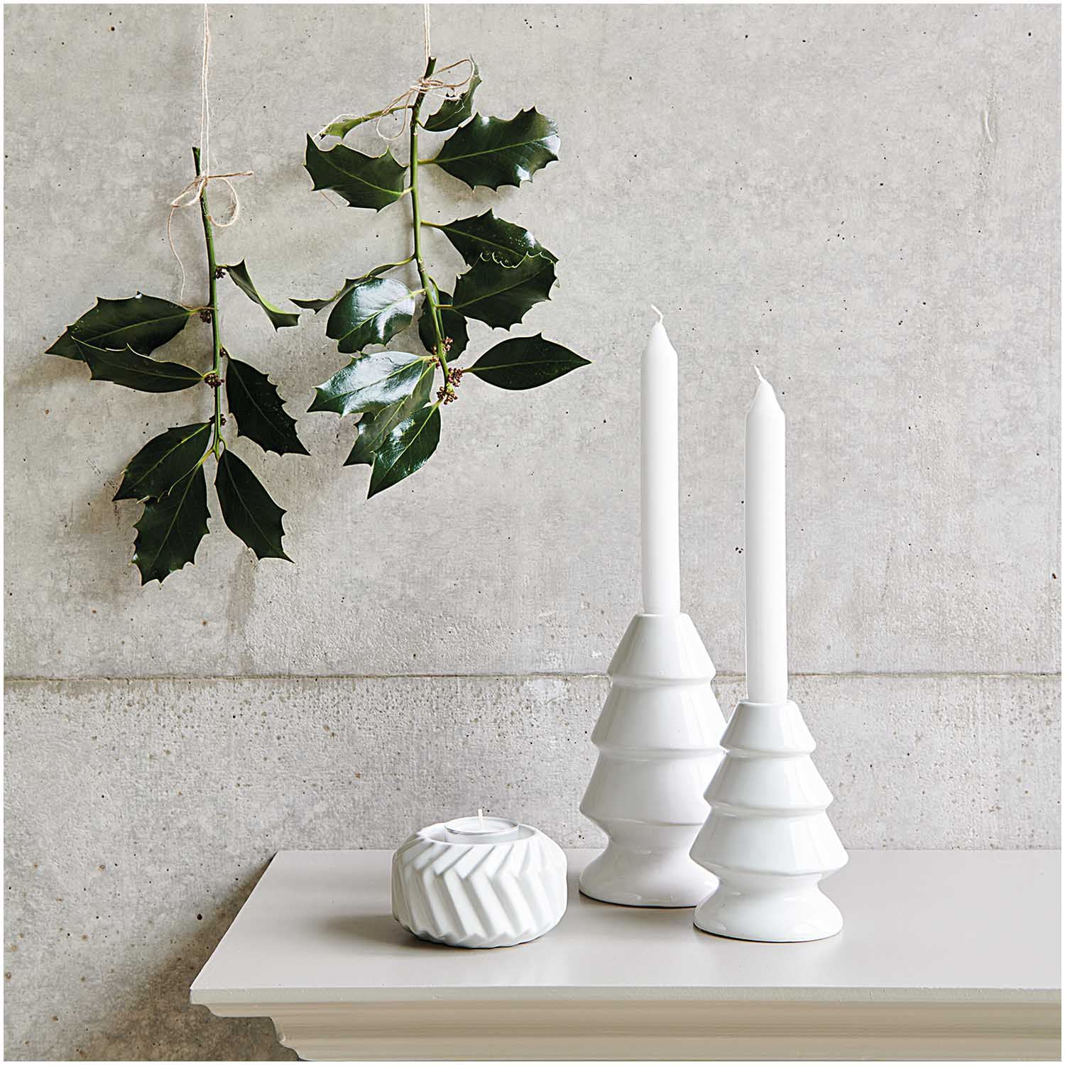 Kerzenhalter "Tanne", weiße Keramik - klein Kerzenhalter "Tanne", weiße Keramik - klein