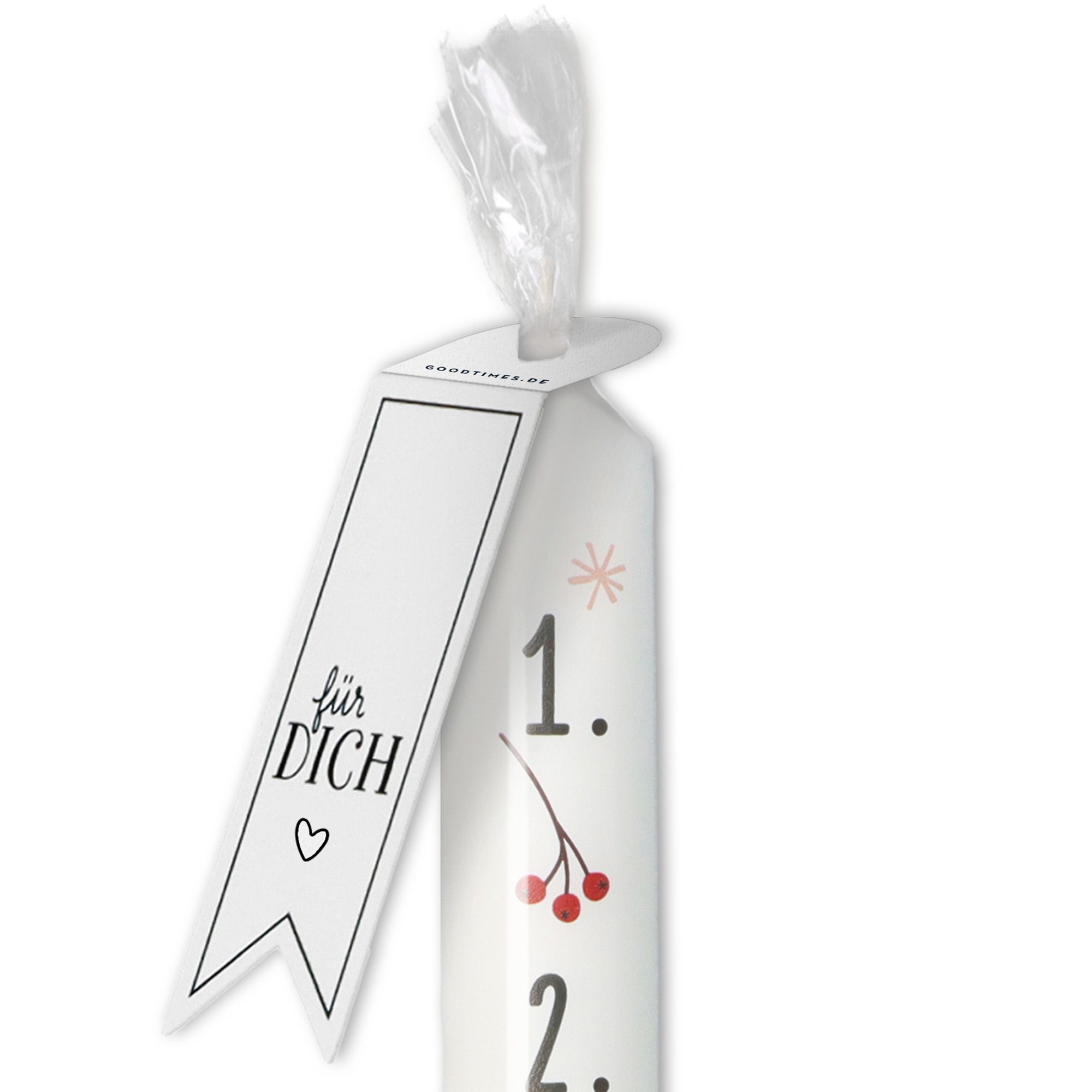 Stabkerze Weiß, Bunt "Adventszeit" Stabkerze Weiß, Bunt "Adventszeit"