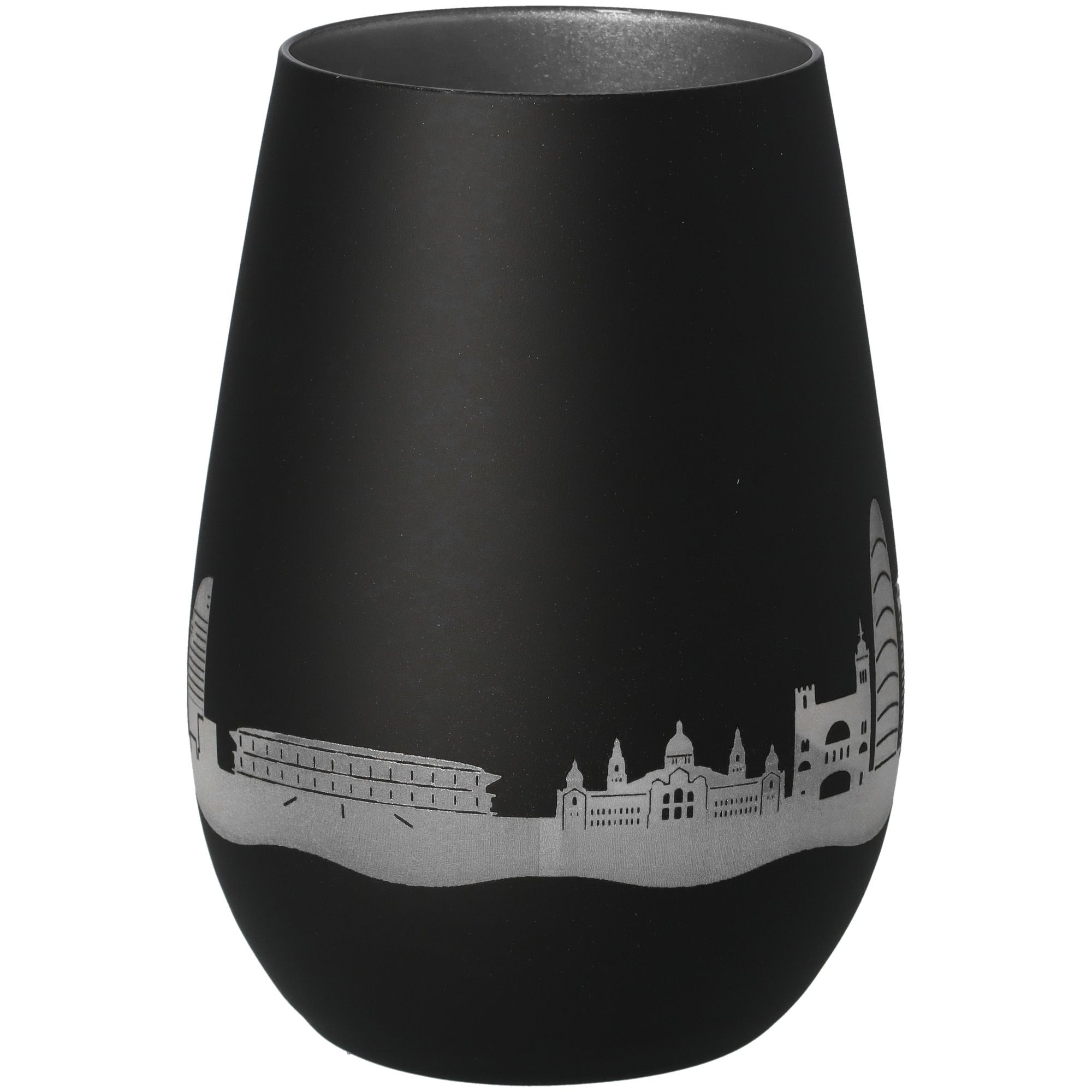 Windlicht Skyline Barcelona Schwarz/Silber Töpferei, Krug, Vase