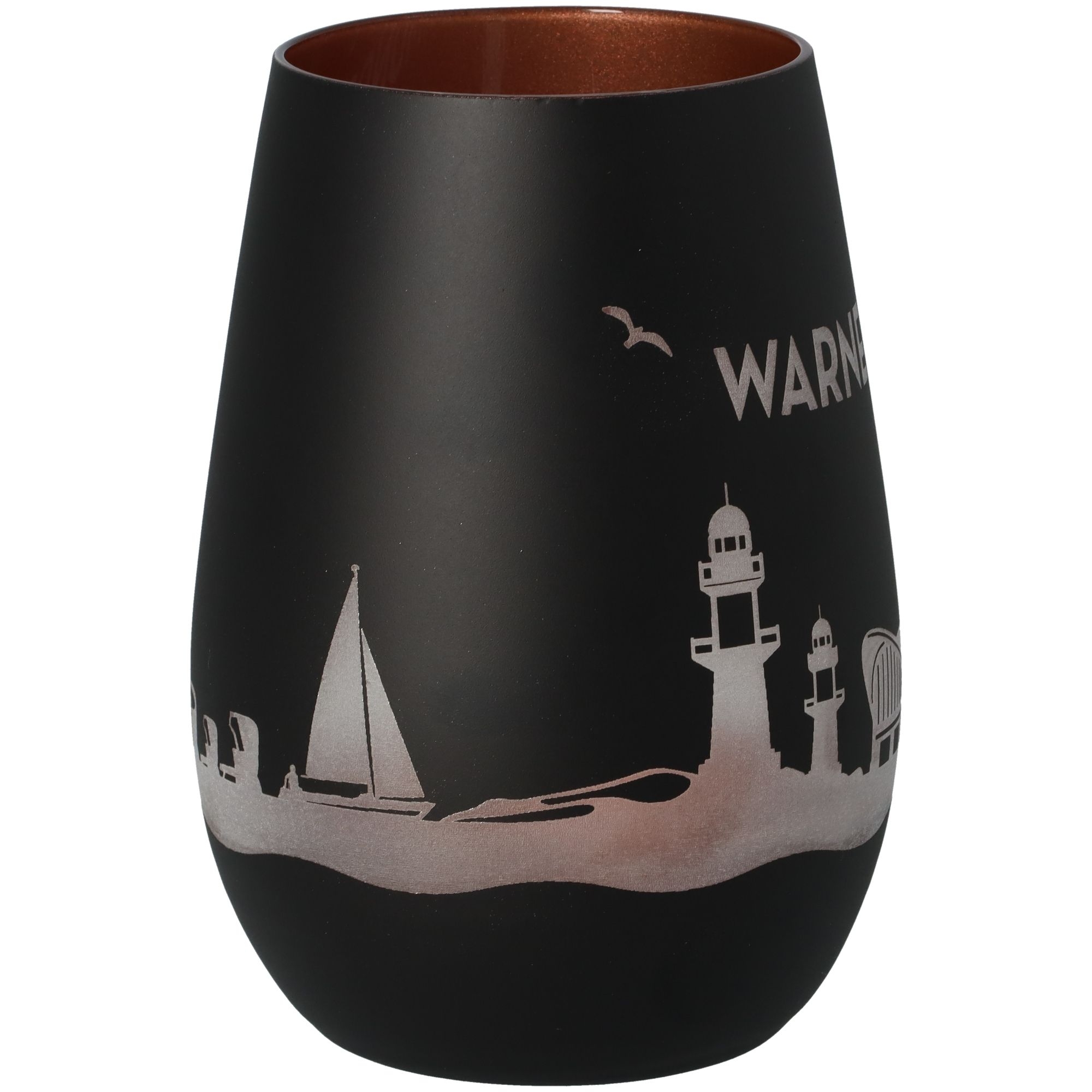 Windlicht Skyline Warnemünde Schwarz/Bronze Töpferei, Krug, Vase, Tasse