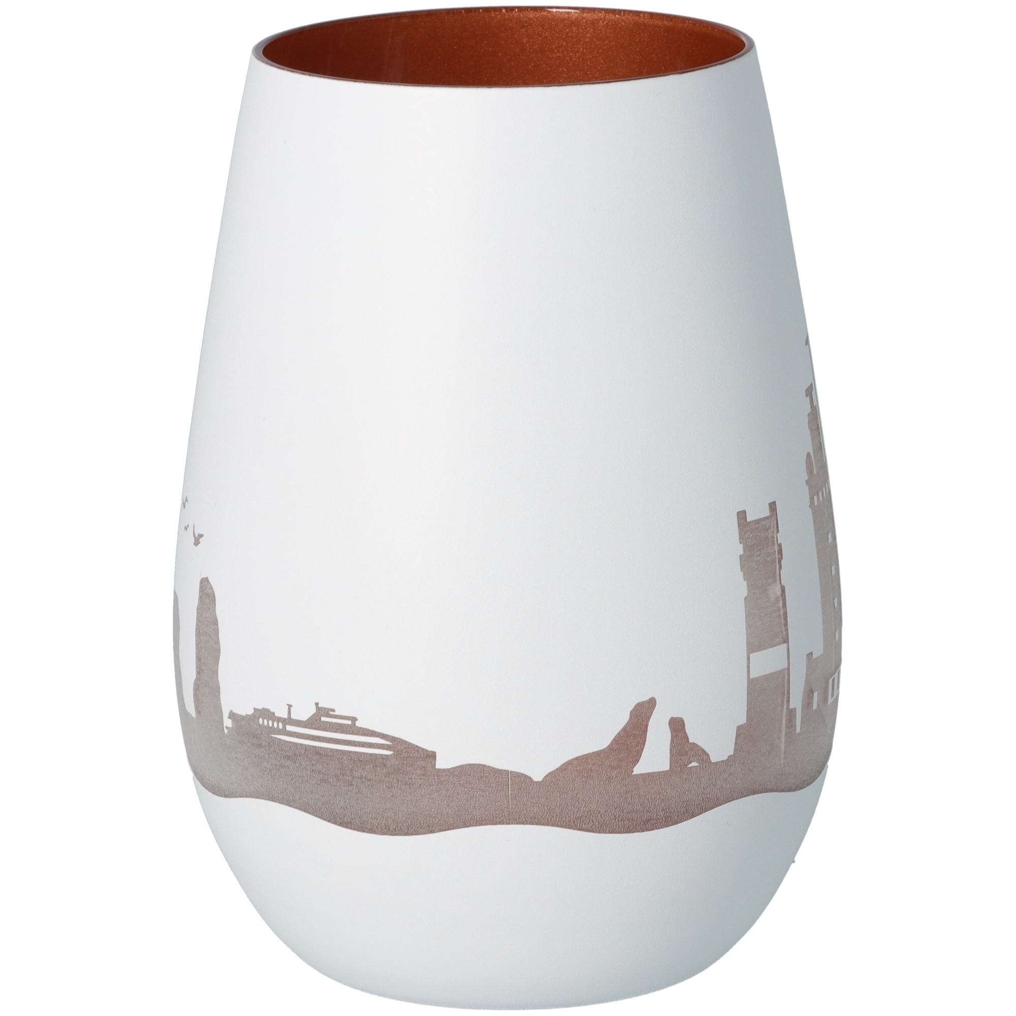 Windlicht Skyline Helgoland Weiß/Bronze Töpferei, Krug, Vase, Kunst, Porzellan