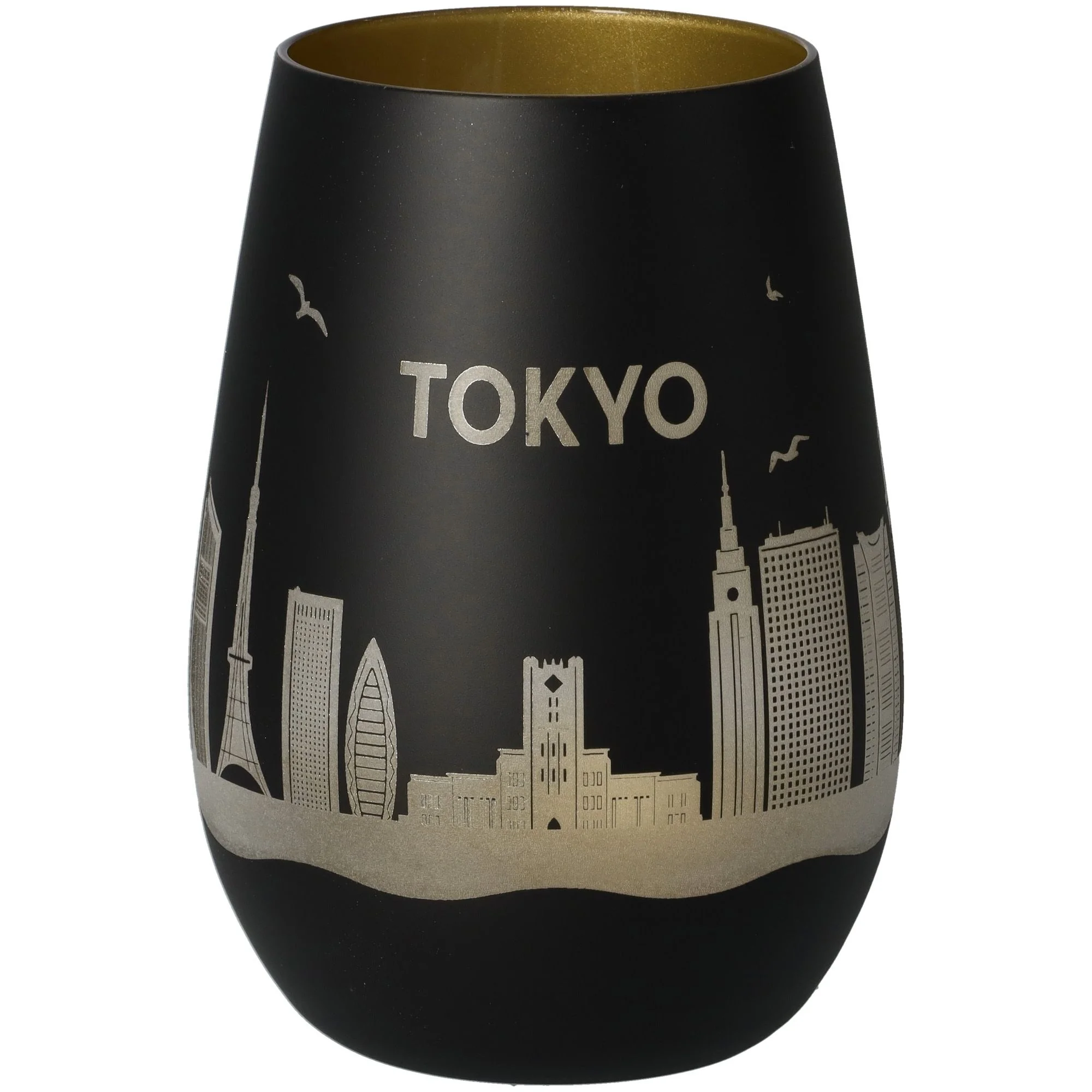 Vase, Schwarz, Metallisch, Stadtlandschaft, Tokio