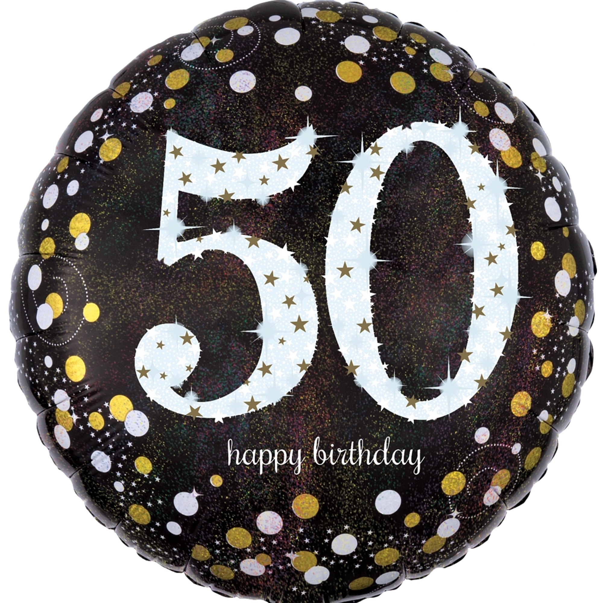 Folienballon "50" 70 cm Symbol, Nummer, Text