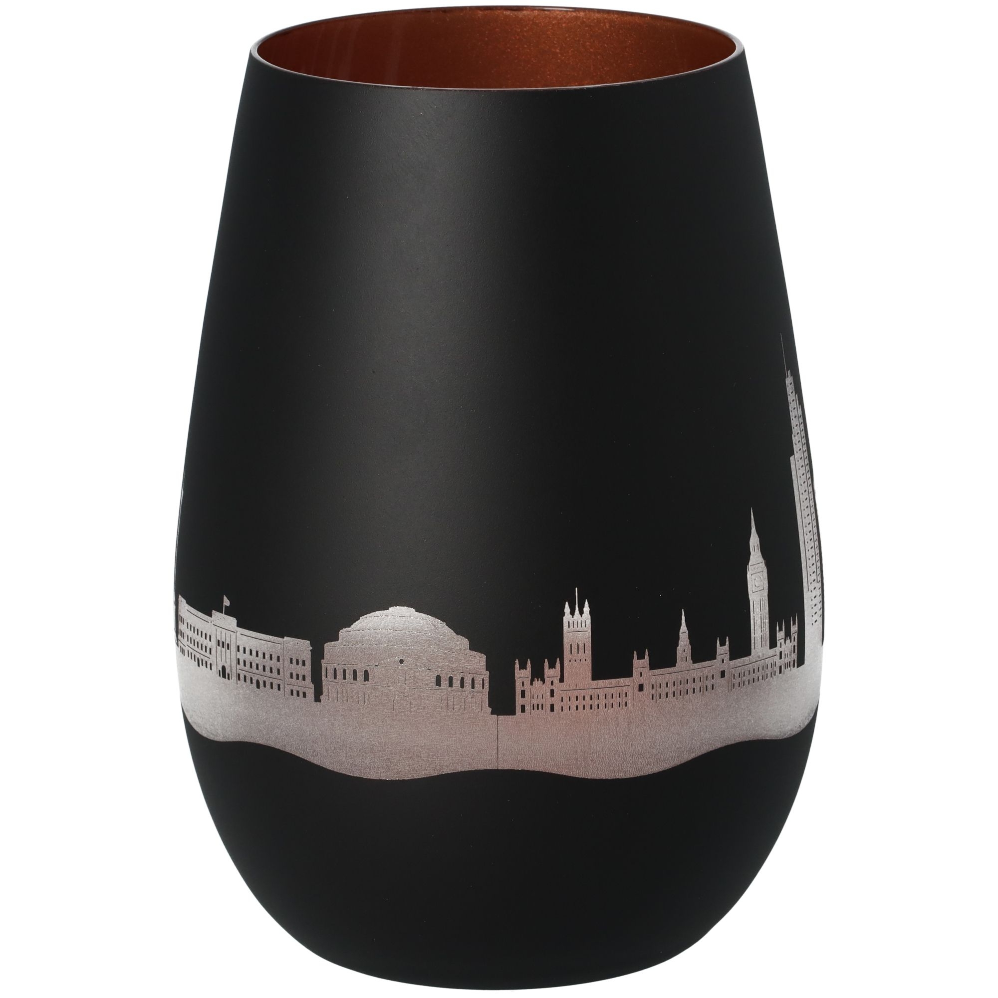 Windlicht Skyline London Schwarz/Bronze Töpferei, Glas, Vase