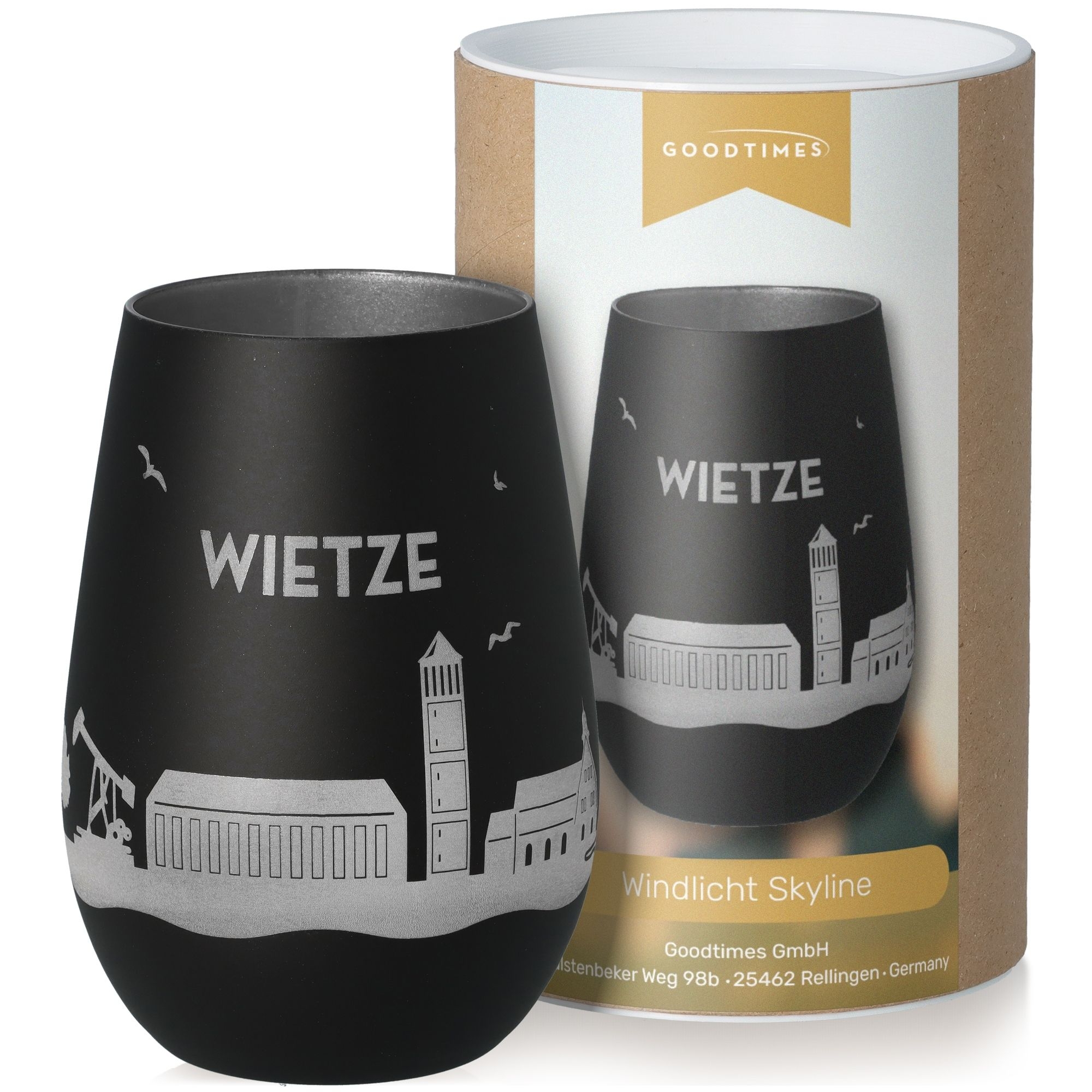 Windlicht Skyline Wietze Schwarz/Silber