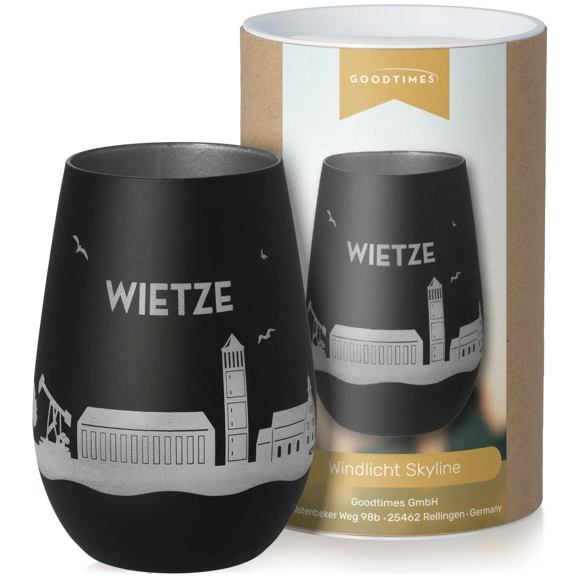 Windlicht Skyline Wietze Schwarz/Silber