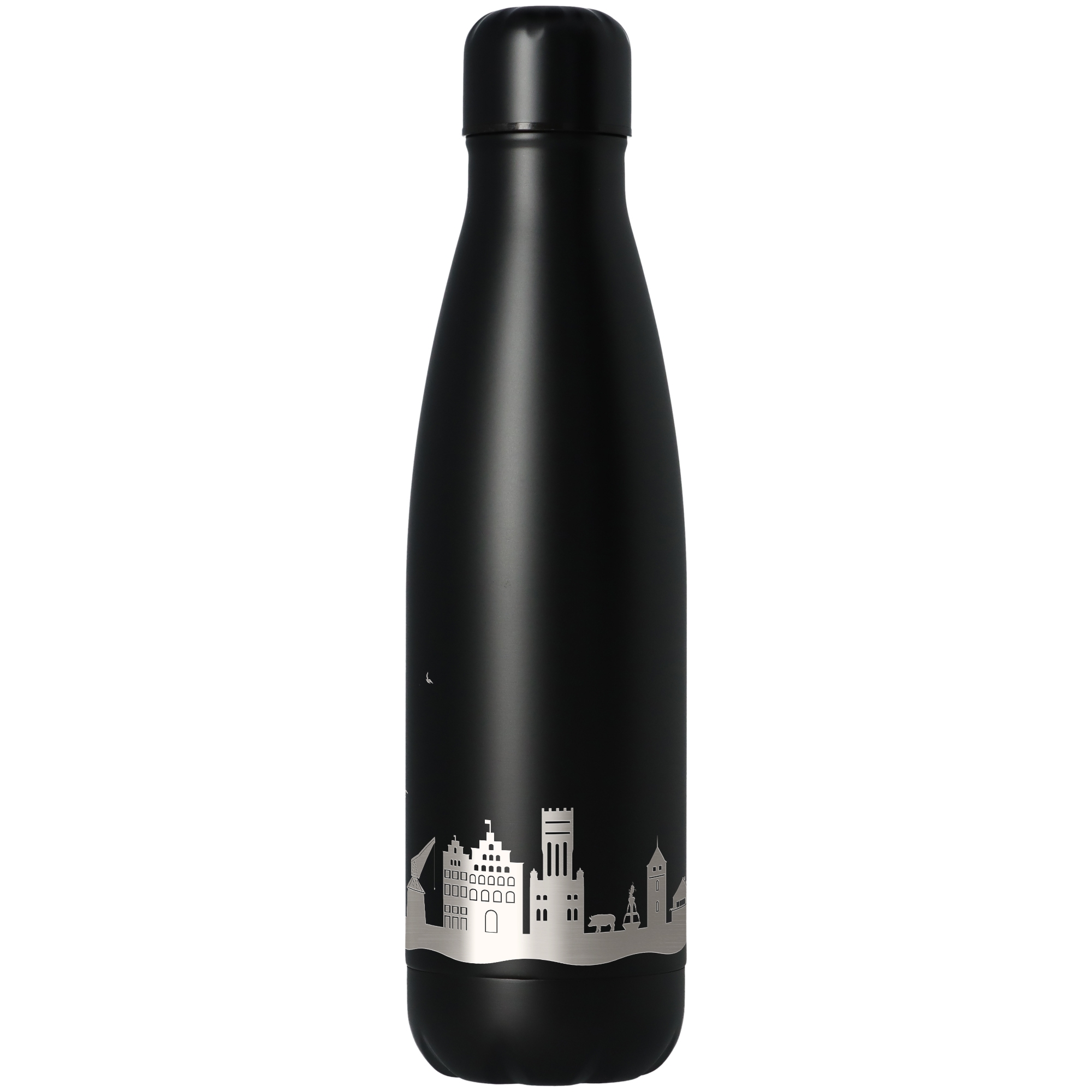 Trinkflasche Skyline Lüneburg Schwarz 500ml Flasche, Wasserflasche