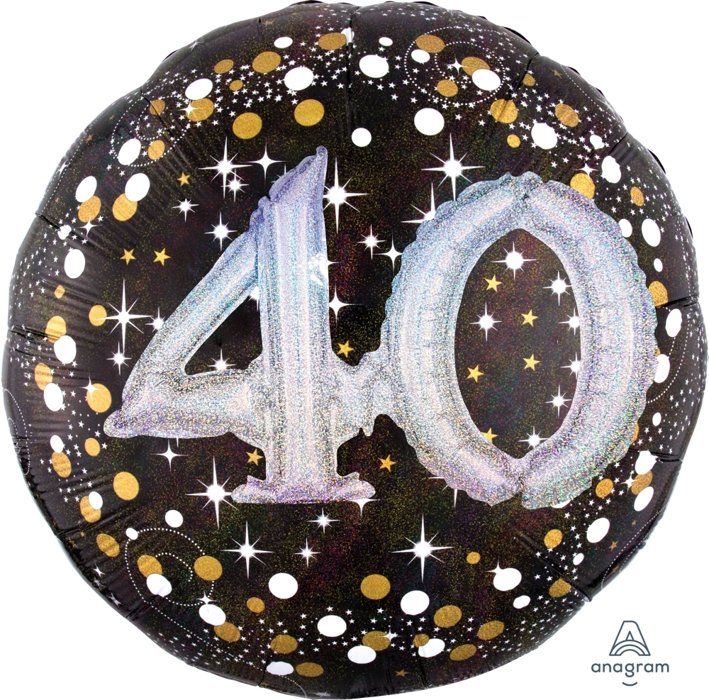 Folienballon Sparkling Birthday mit 3D "40" 91cm Folienballon Sparkling Birthday mit 3D "40" 91cm