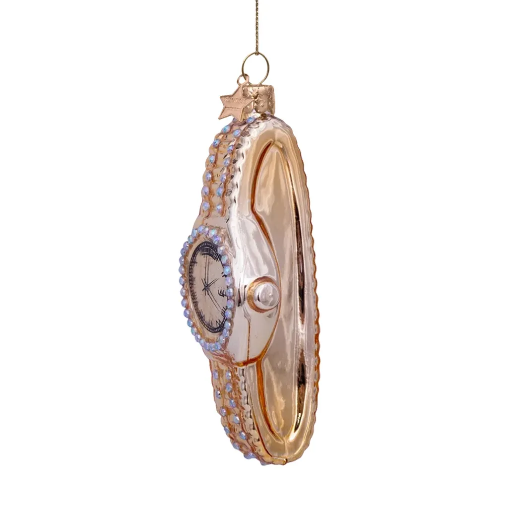 Weihnachtskugel, Anhänger, Uhrform, roségold, Steinchen