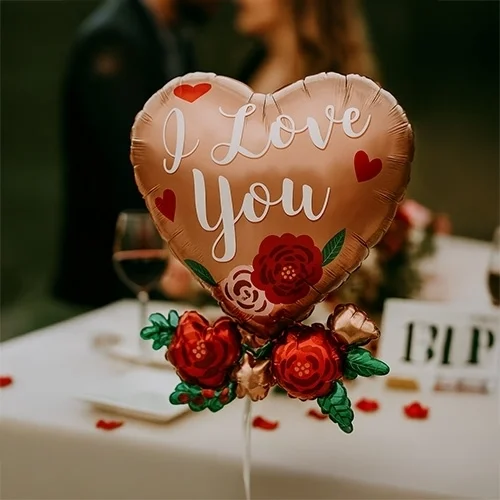 Herzballon, Love You, Rosen, Ballon, Dekoration