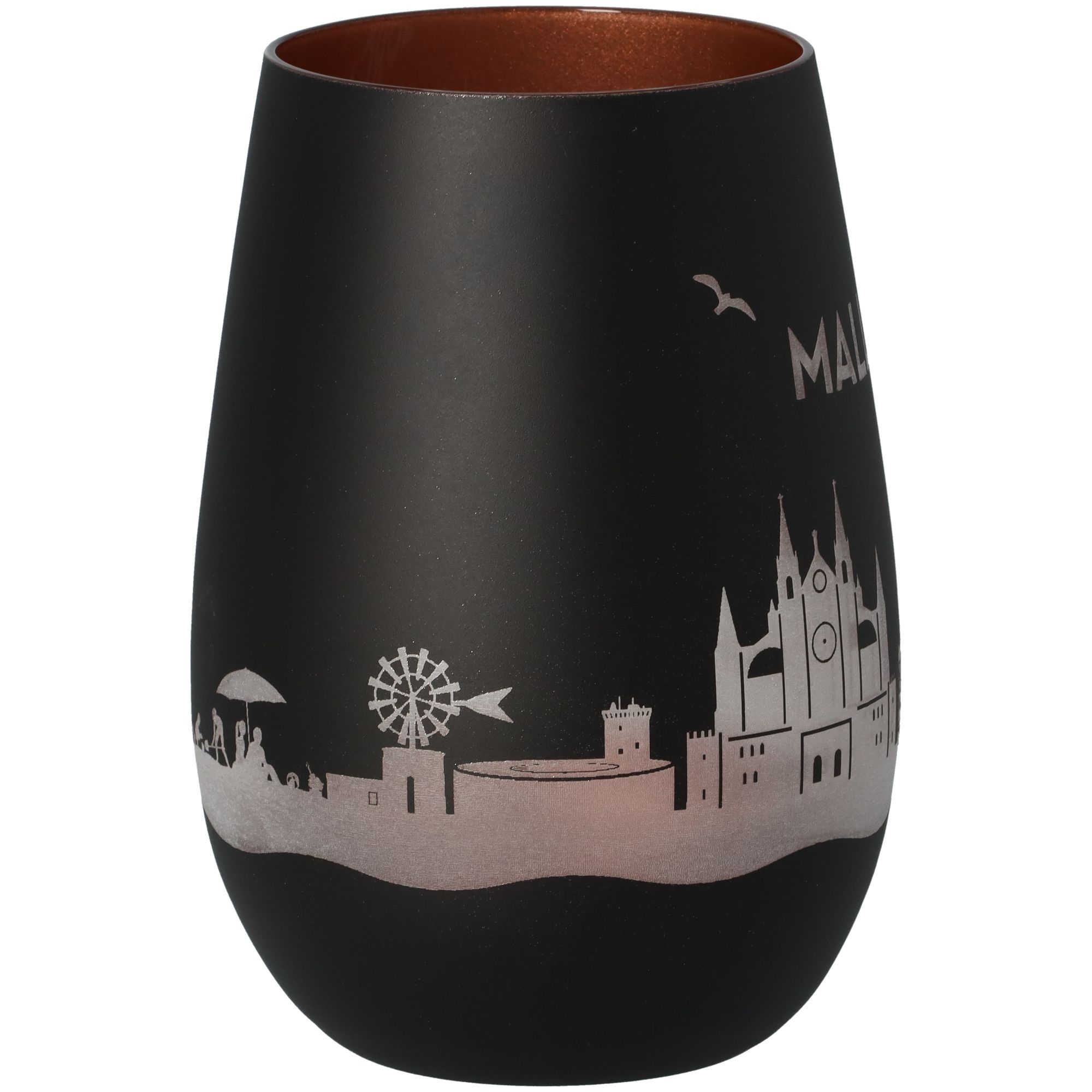 Windlicht Skyline Mallorca Schwarz/Bronze Töpferei, Krug, Vase, Tasse