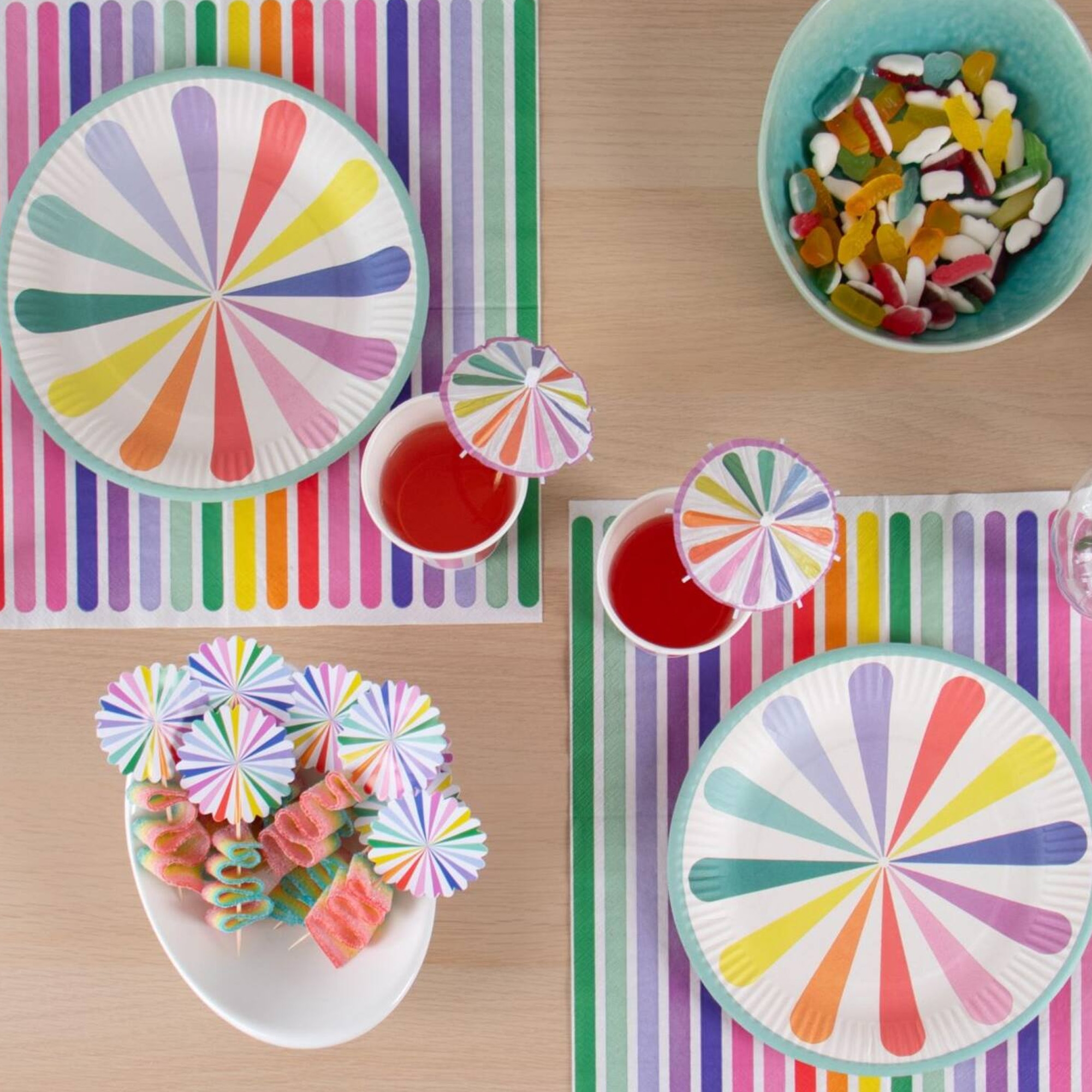 Picks Regenschirm "Stripetastic", 10 Stück Essen, Präsentation des Essens, Menschen, Süßigkeiten, Mahlzeit