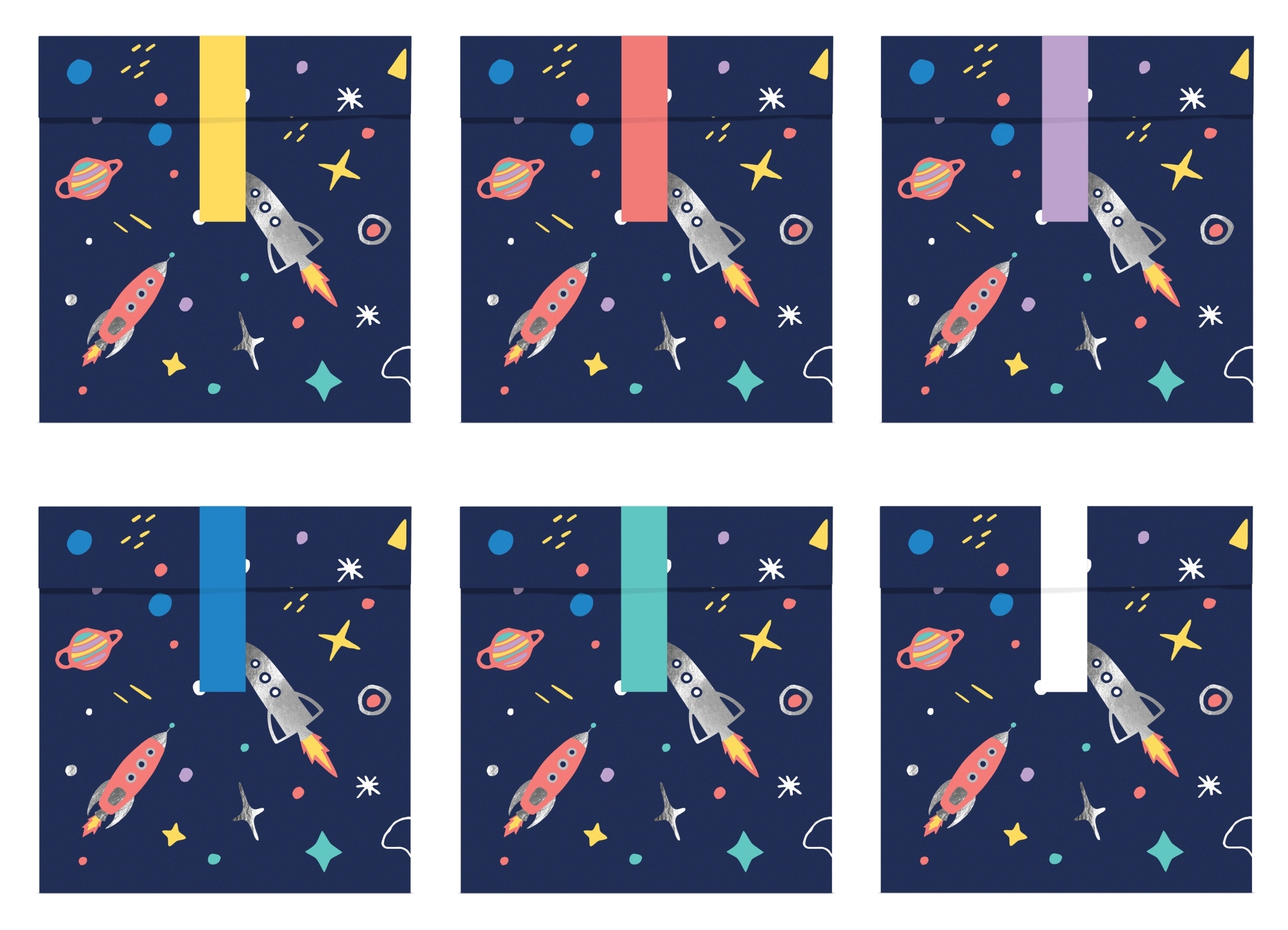 Weltraum - 6 Papier Geschenkbeutel Weltraum - 6 Papier Geschenkbeutel