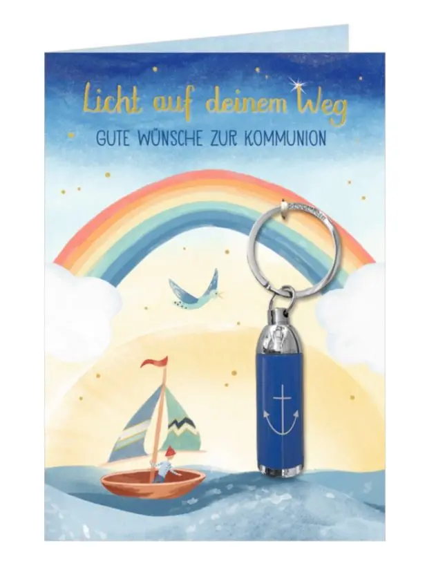 Grußkarte "....zur Kommunion" mit Taschenlampe