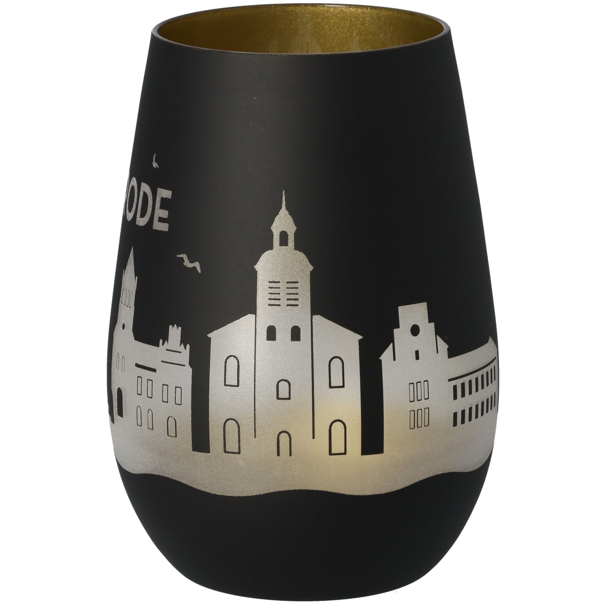 Windlicht Skyline Walsrode Schwarz/Gold Töpferei, Krug, Lampe