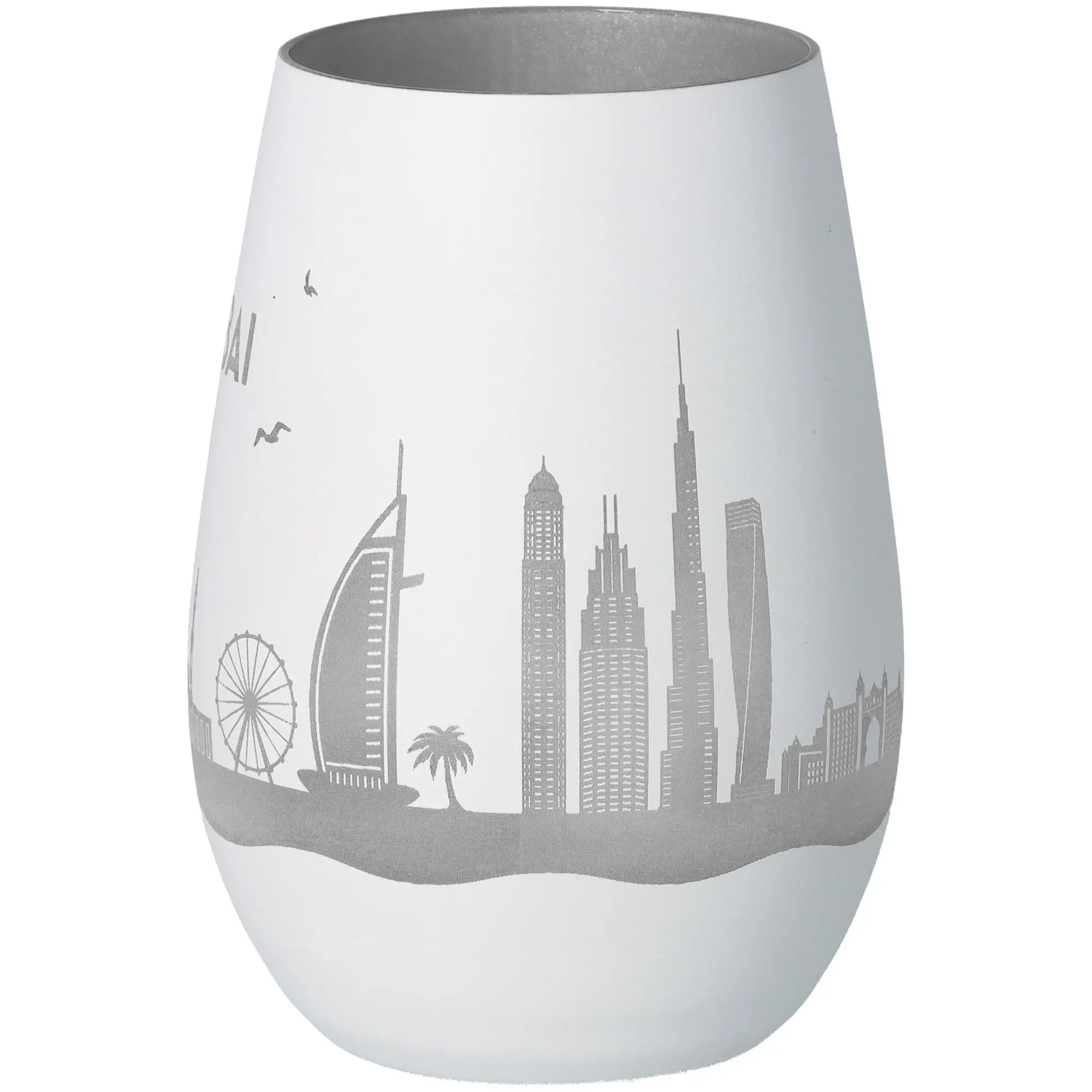 Windlicht Skyline Dubai Weiß/Silber