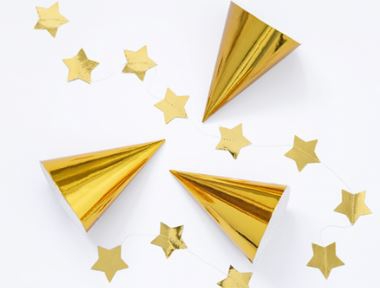 6 Partyhütchen Gold