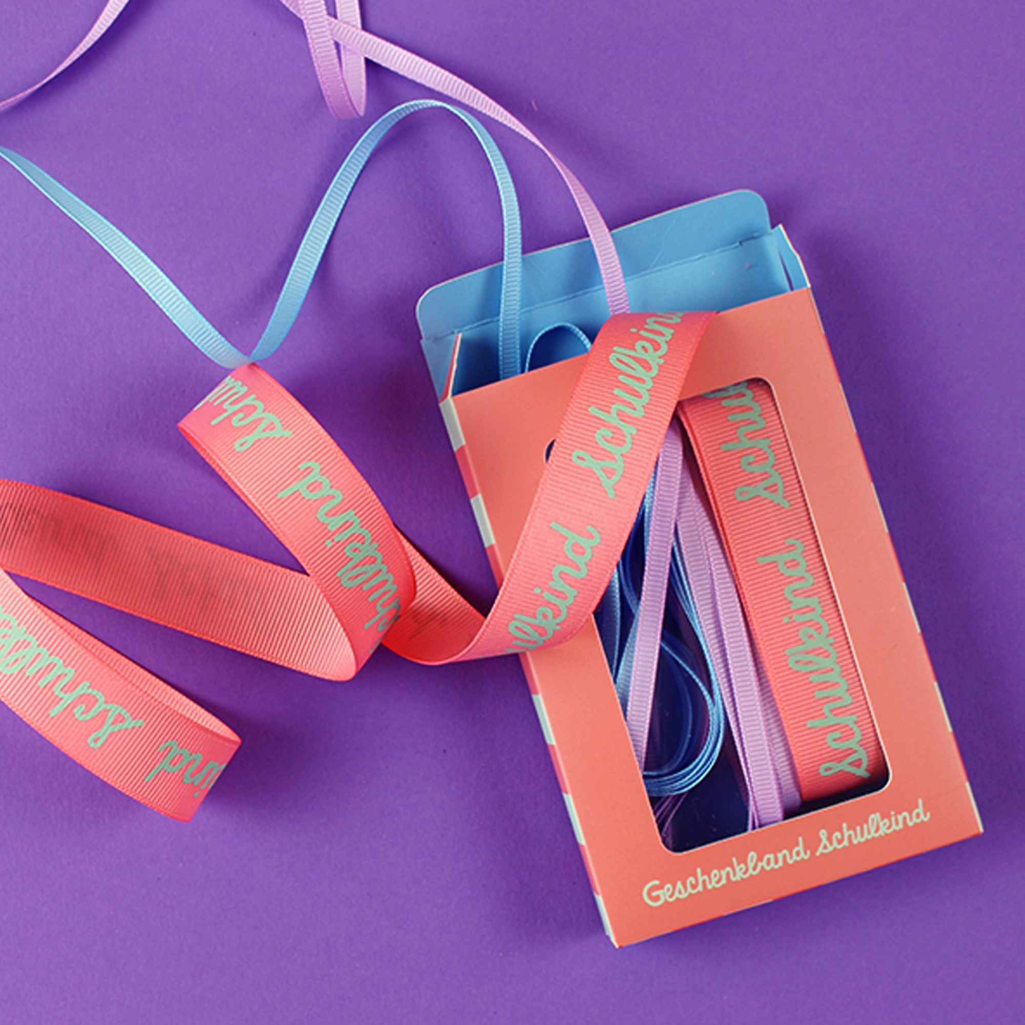 Geschenkband 3er Set "Schulkind“ Rosa, Hellgrün Zubehor, Tasche, Handtasche