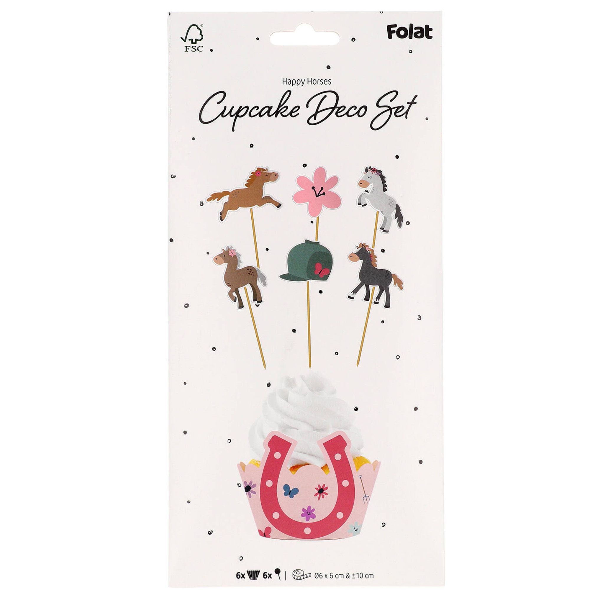 Cupcake Topper Set "Happy Horse" Leute, Person, Sahne, Nachtisch, Essen