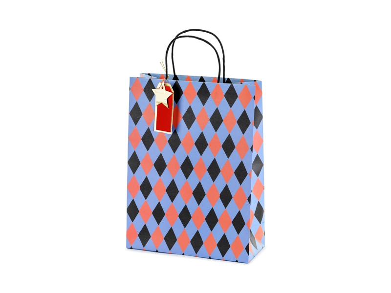 Geschenktasche "Rauten", Blau/Orange Geschenktasche "Rauten", Blau/Orange