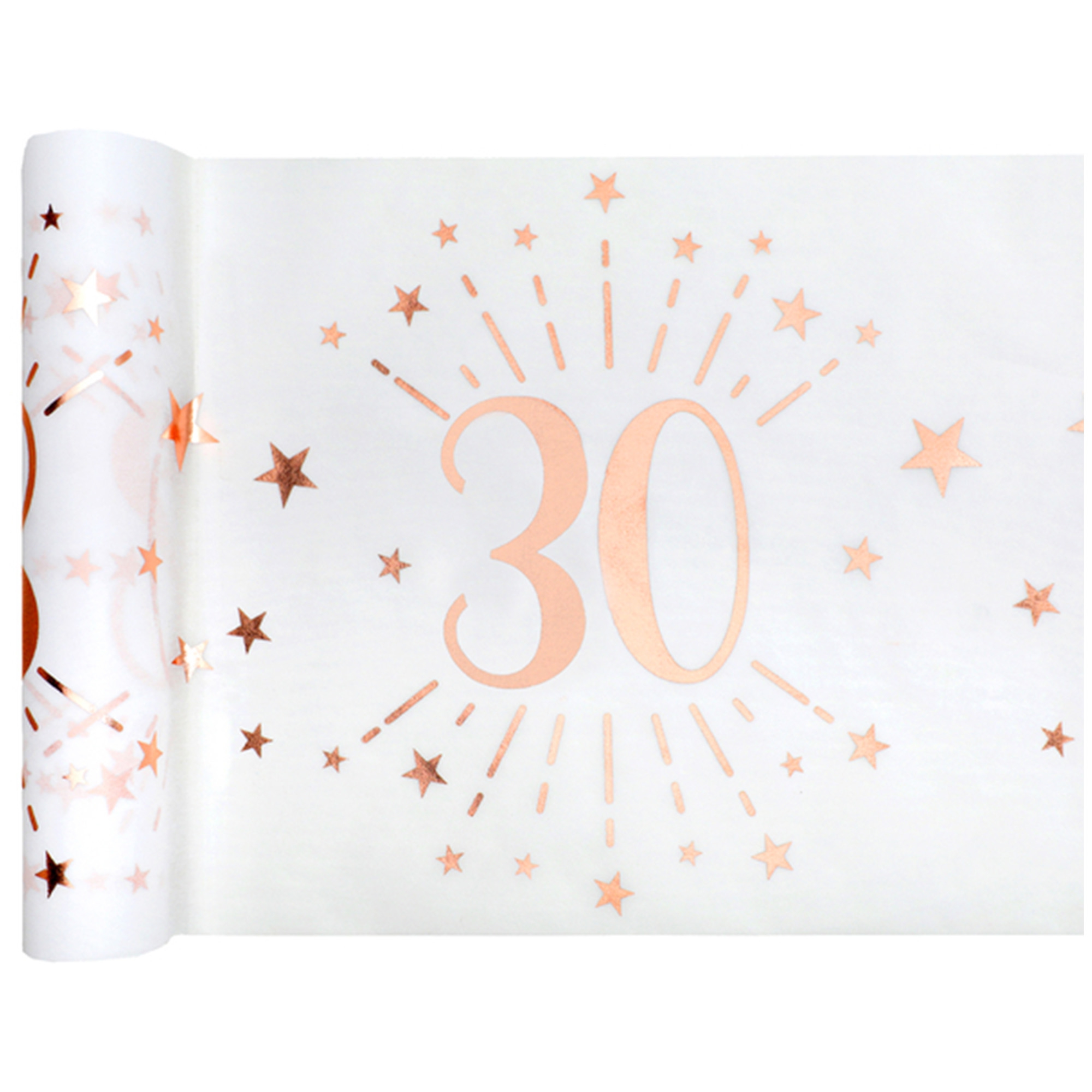 30. Geburtstag - Tischläufer, Weiß/Rosegold 30. Geburtstag - Tischläufer, Weiß/Rosegold